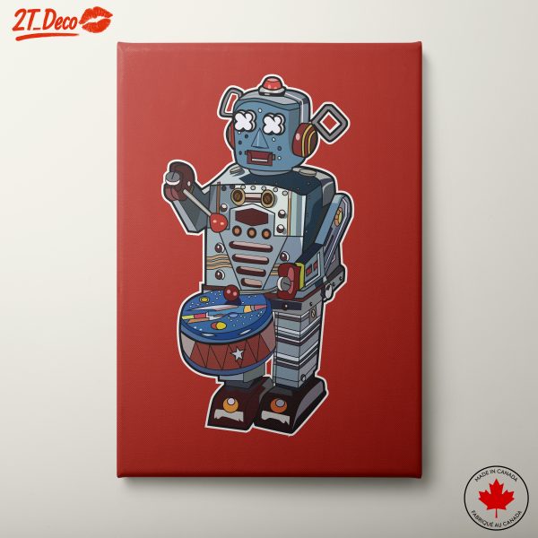 Whimsical Robot Playing Drum Art