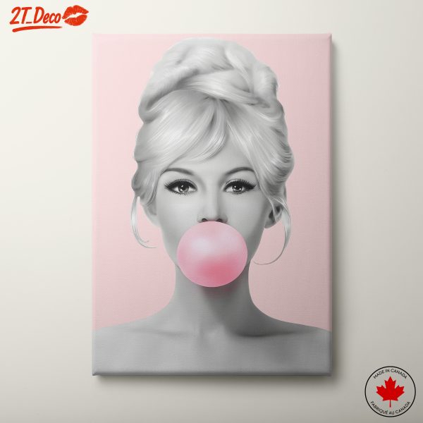 Stylish Pop Art Portrait with Bubble Gum
