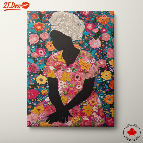 Vibrant Floral Female Silhouette Art