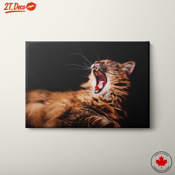 Majestic Cat Yawning Wall Art