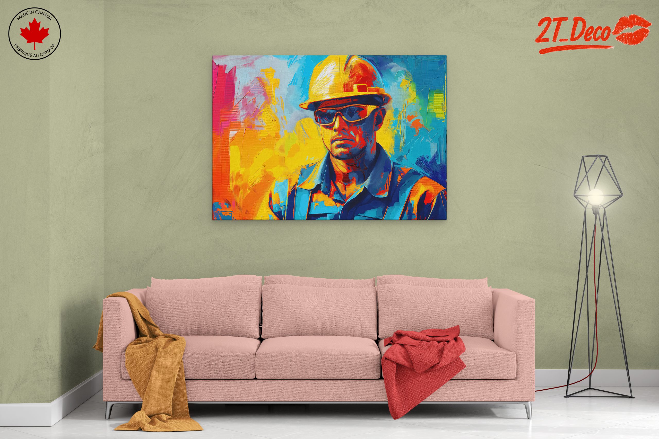 Vibrant Construction Worker Artwork - Image 2