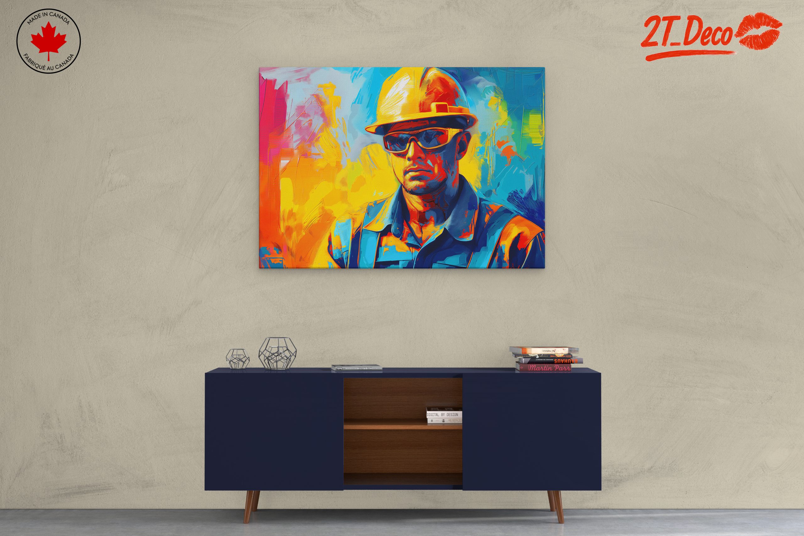 Vibrant Construction Worker Artwork - Image 3