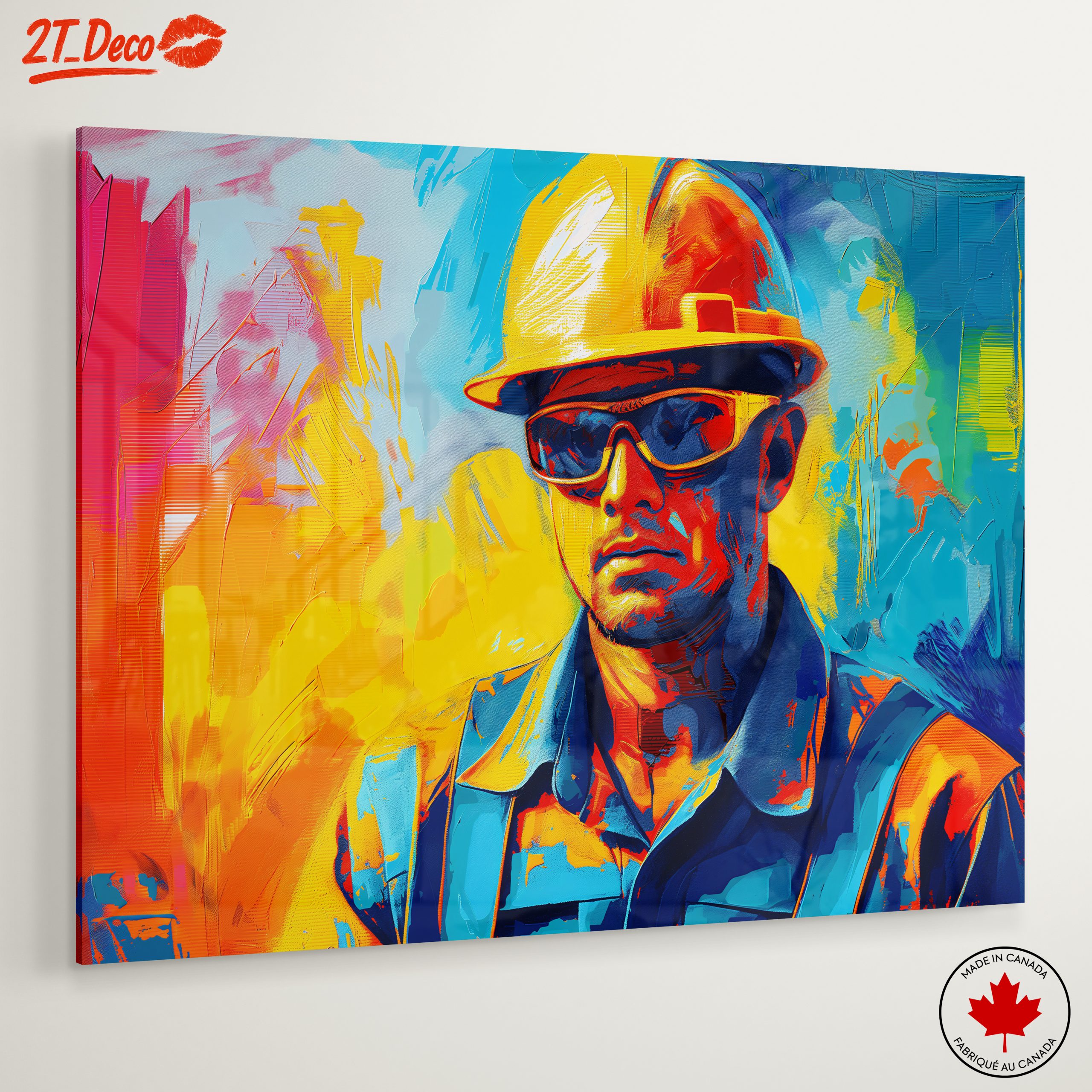 Vibrant Construction Worker Artwork - Image 6