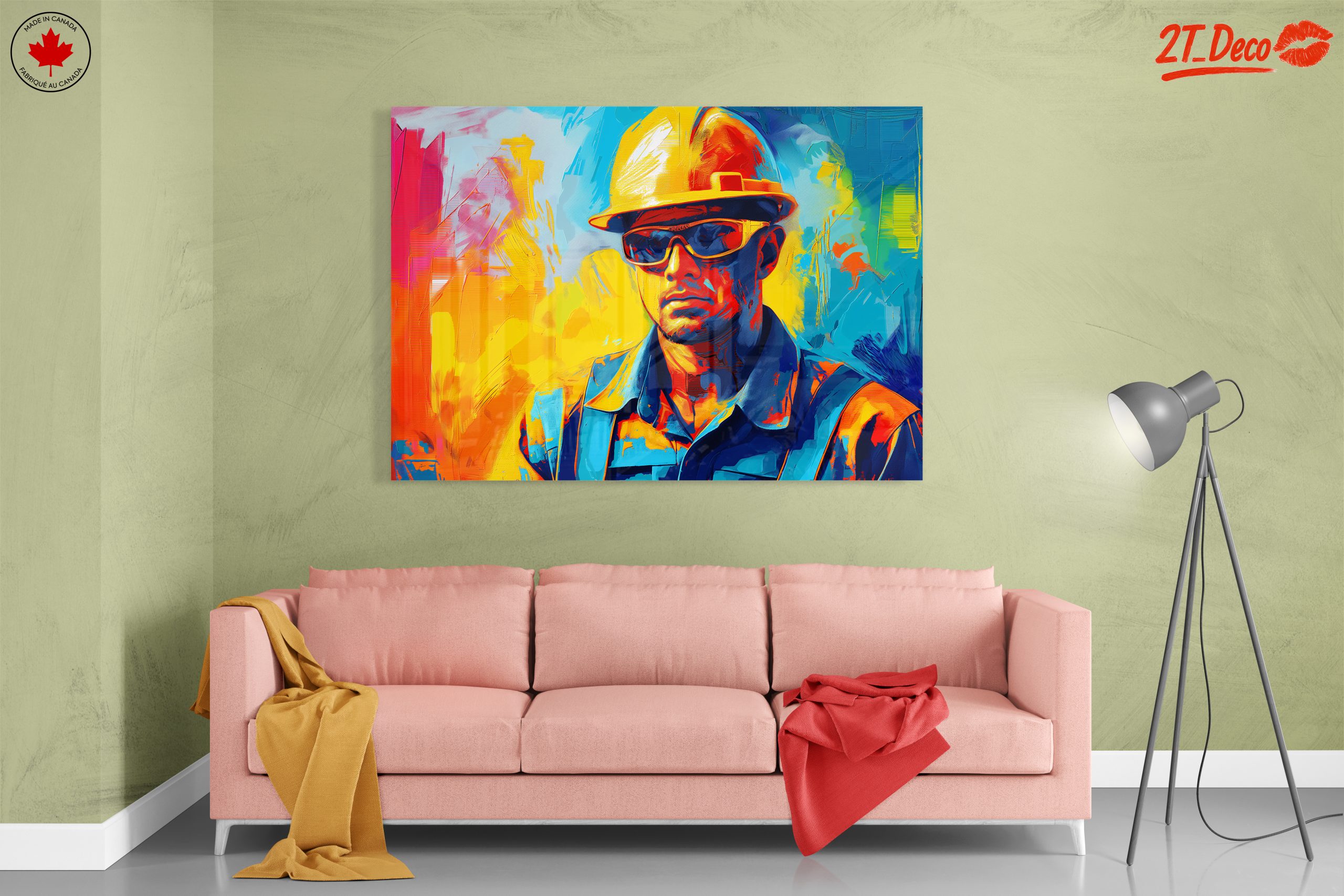 Vibrant Construction Worker Artwork - Image 7