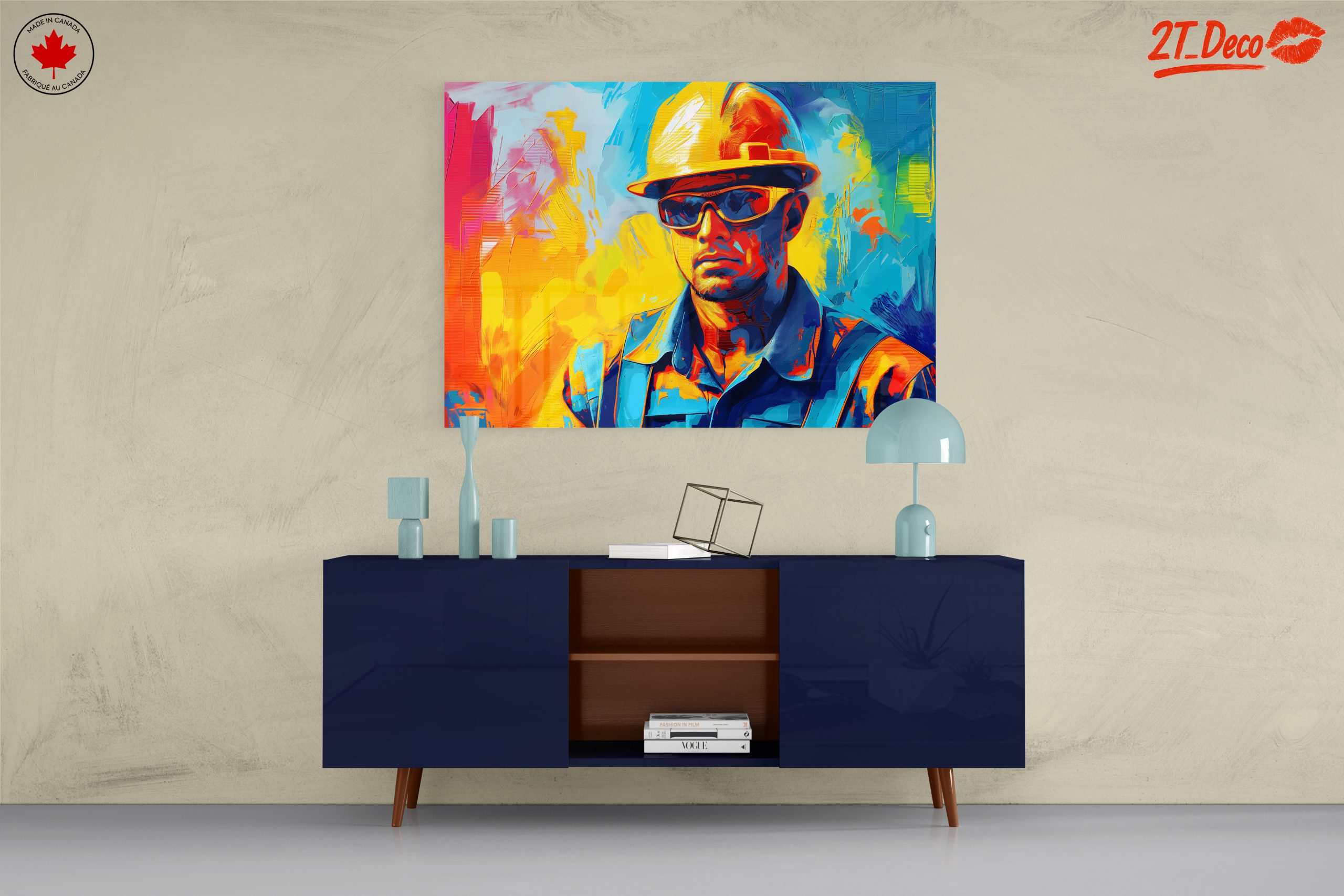 Vibrant Construction Worker Artwork - Image 8