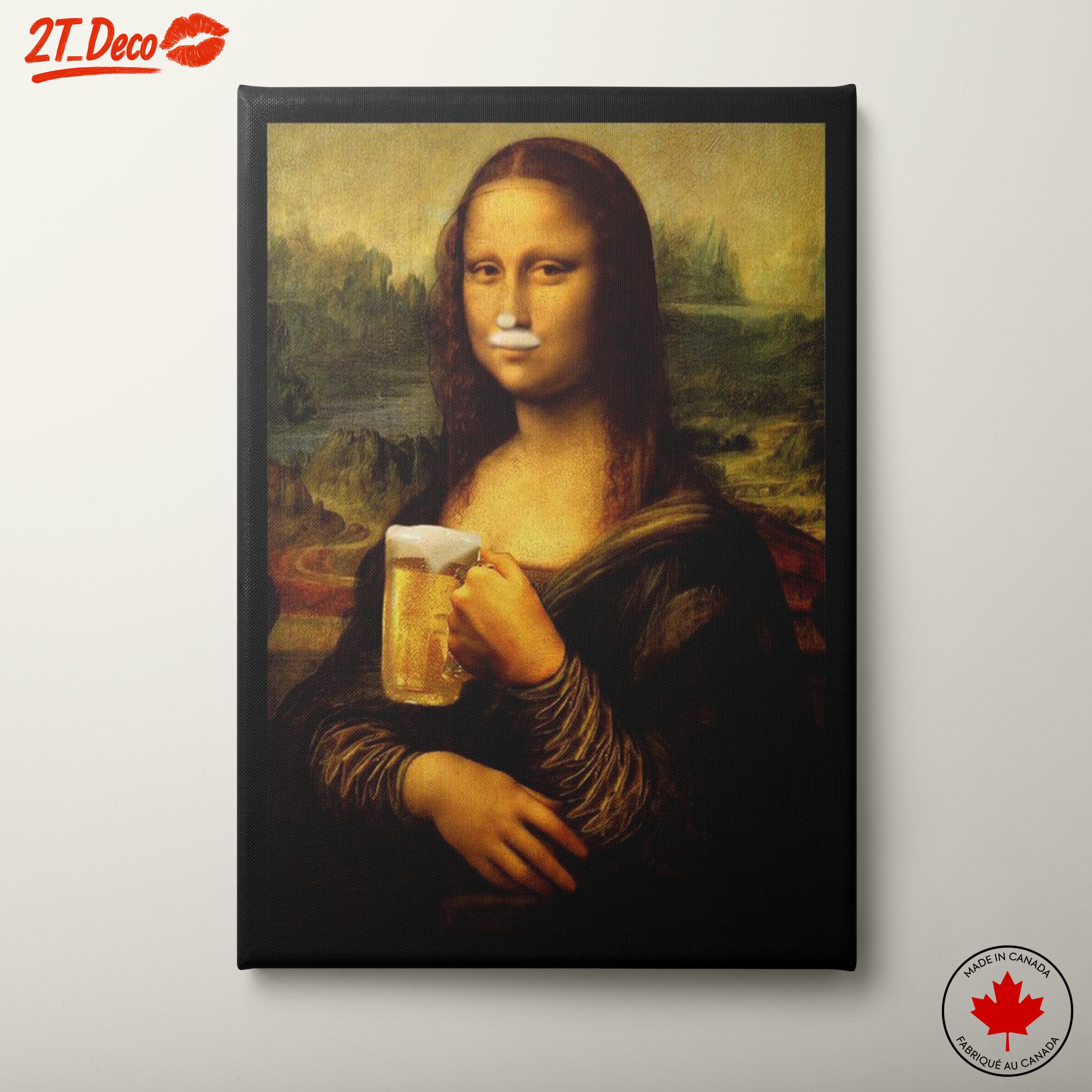 Mona Lisa with Beer - Whimsical Art