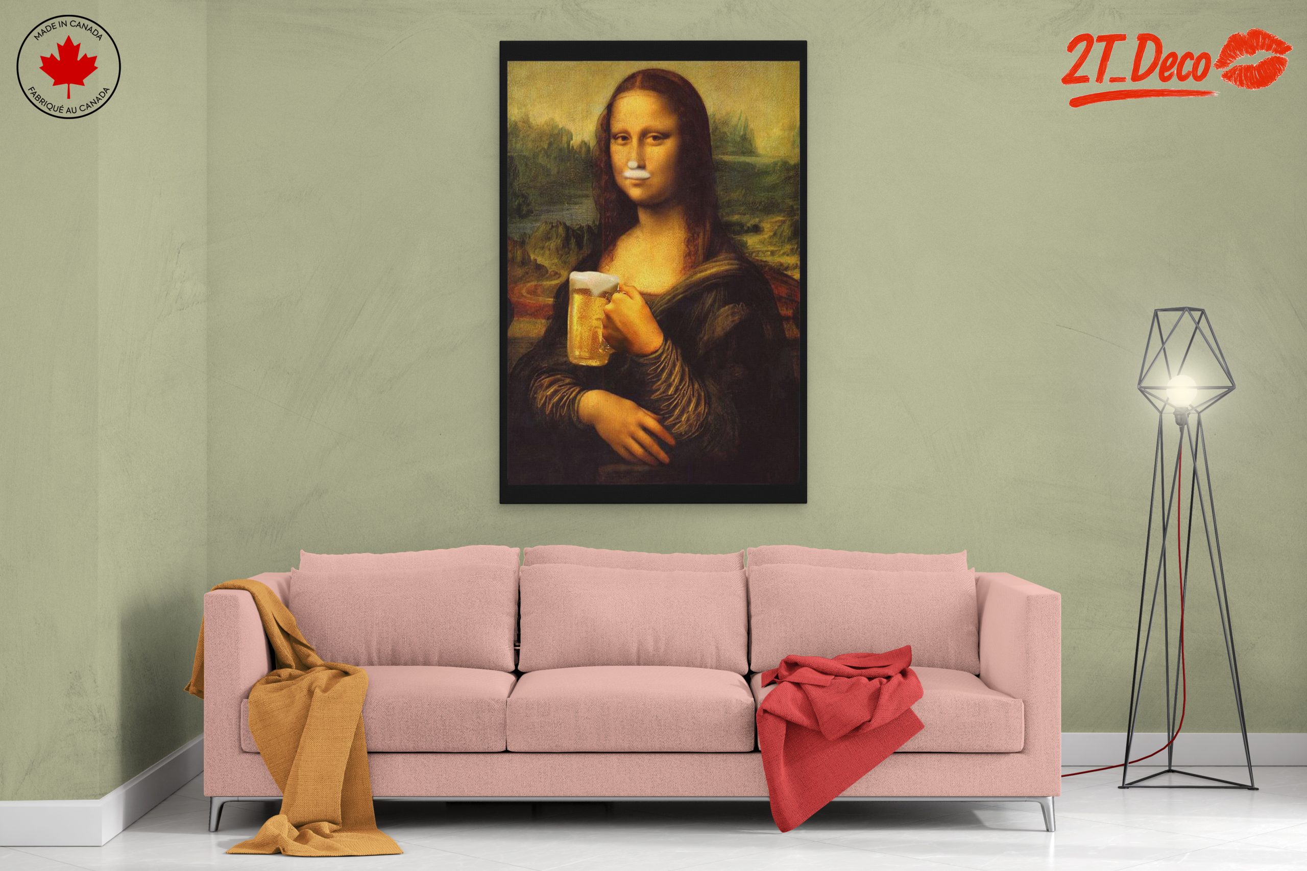 Mona Lisa with Beer - Whimsical Art - Image 2