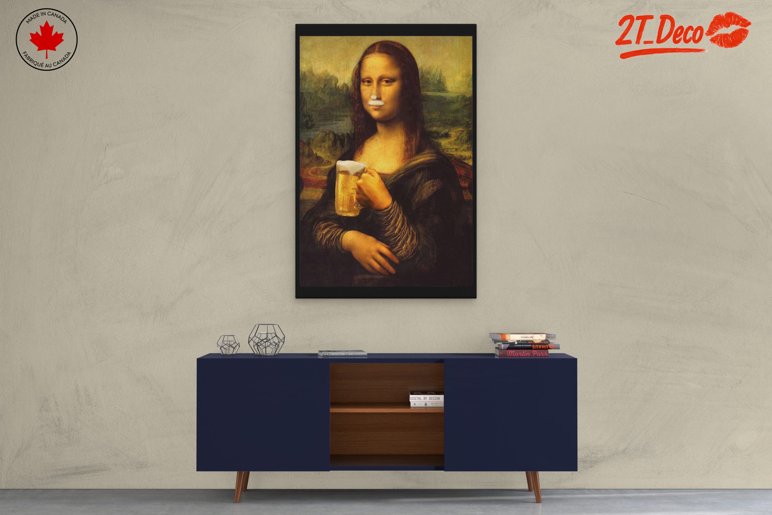 Mona Lisa with Beer - Whimsical Art - Image 3