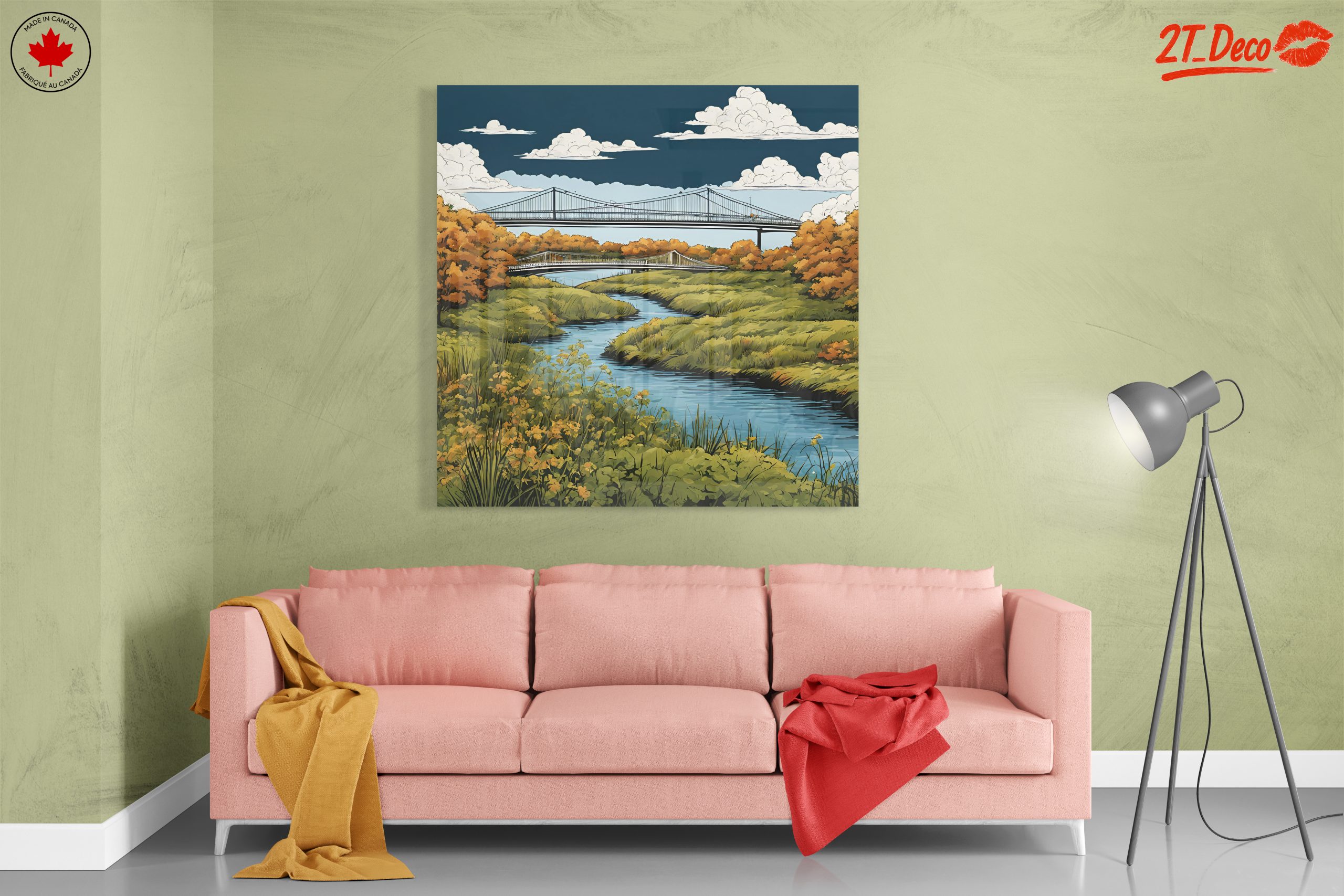Serene River with Bridges Under Cloudy Sky - Image 7