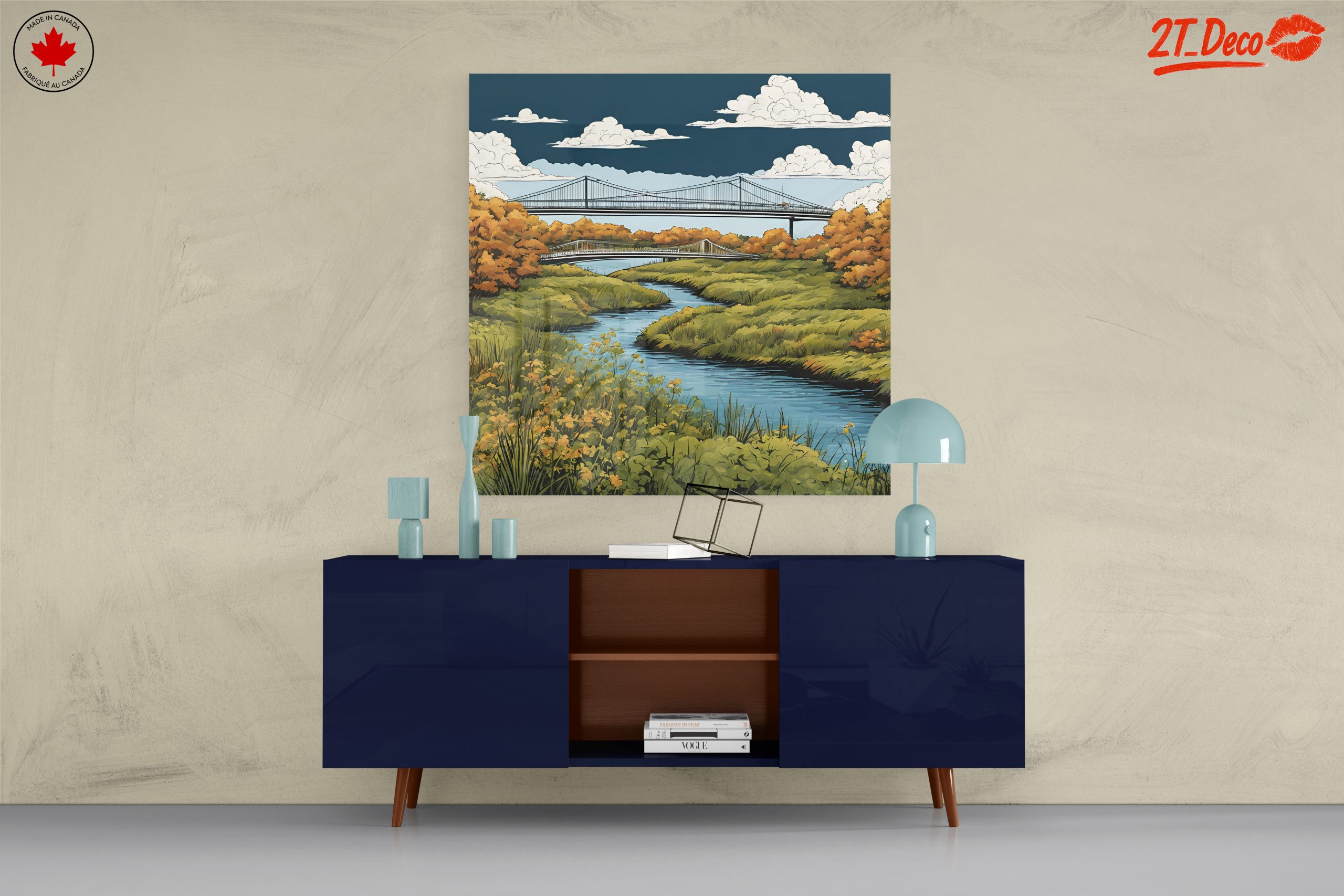 Serene River with Bridges Under Cloudy Sky - Image 8