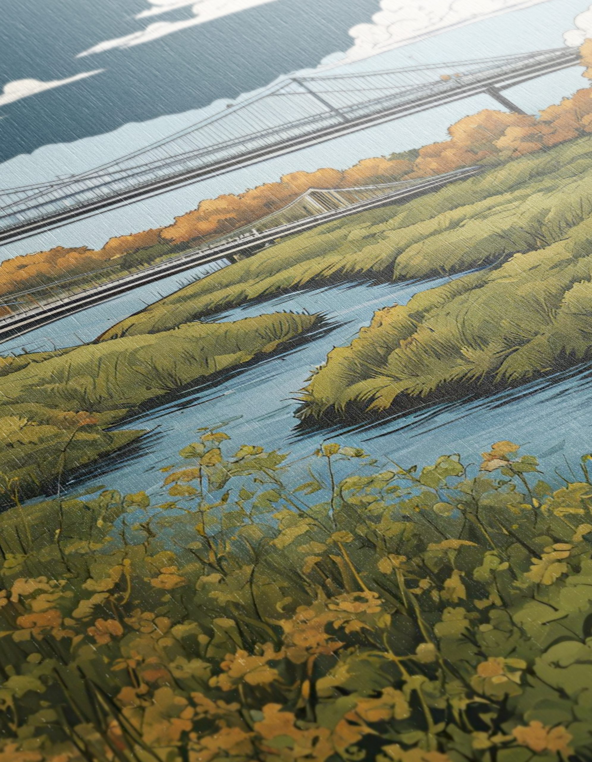 Serene River with Bridges Under Cloudy Sky - Image 12