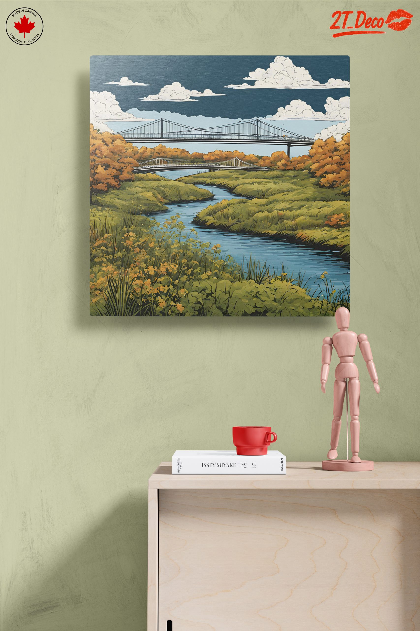 Serene River with Bridges Under Cloudy Sky - Image 14
