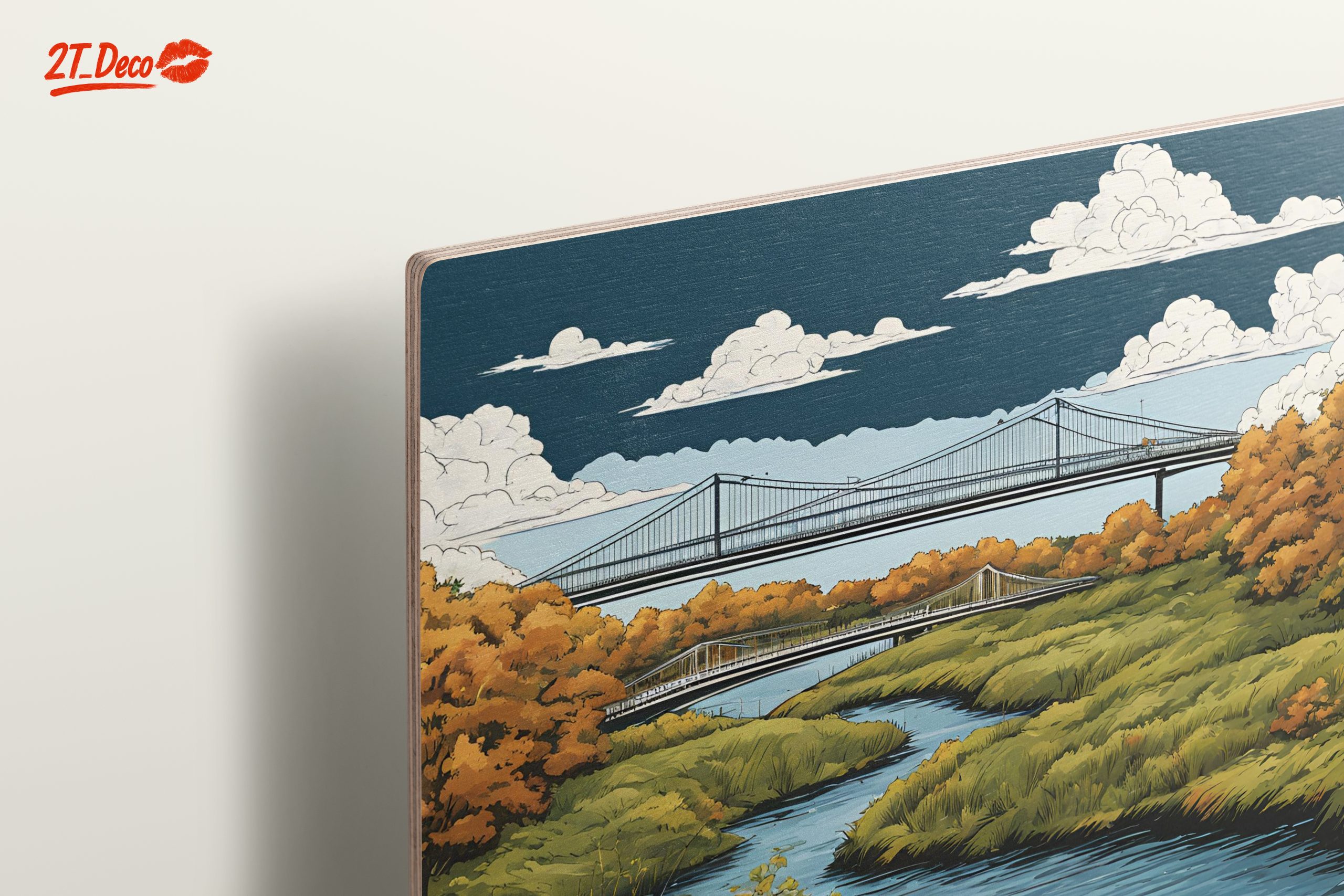 Serene River with Bridges Under Cloudy Sky - Image 15