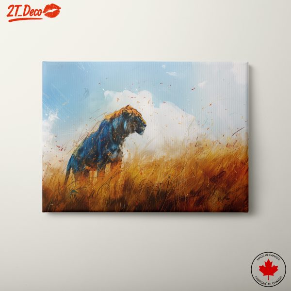 Majestic Lion in Grassy Landscape Art