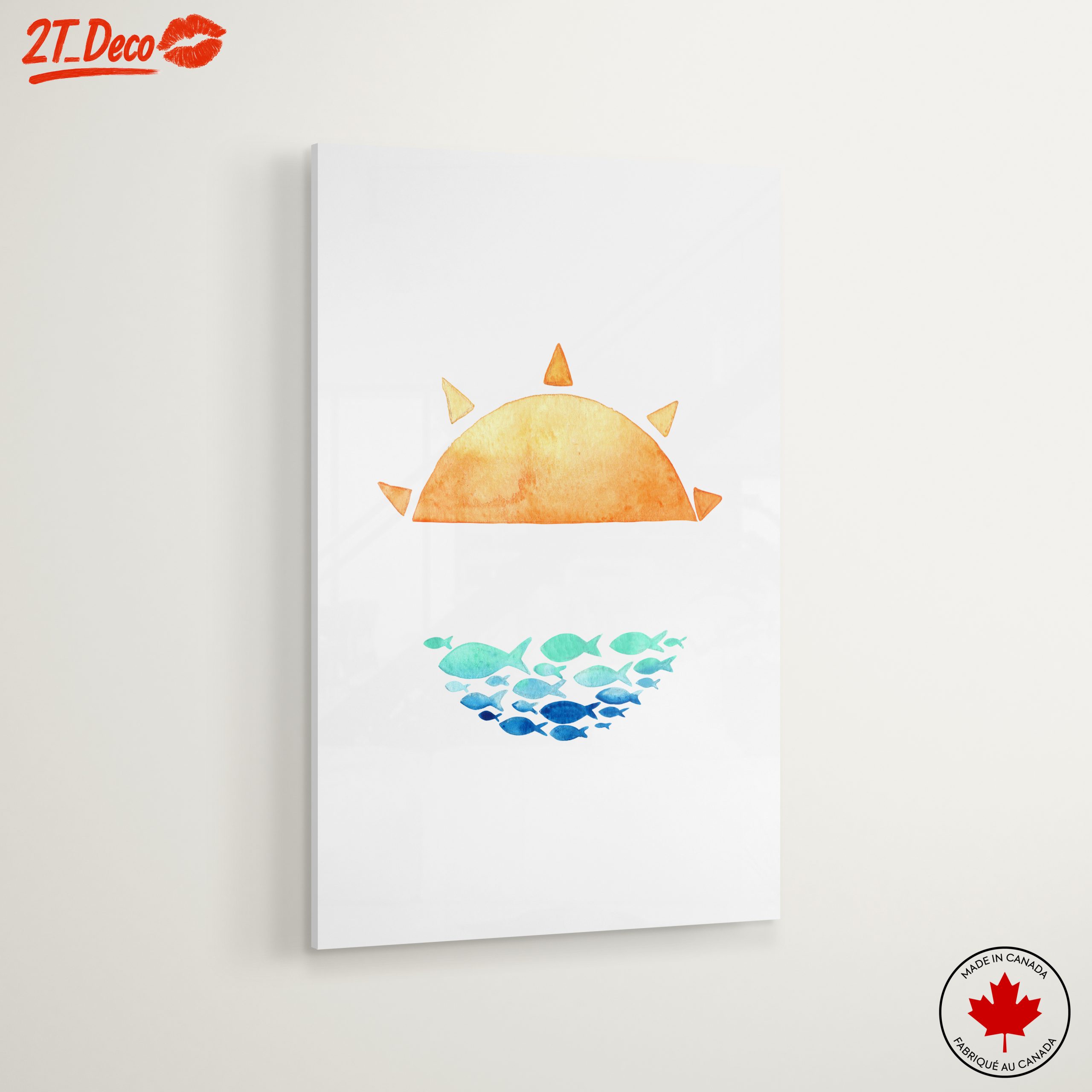 Watercolor Sun and Fish Artwork - Image 6