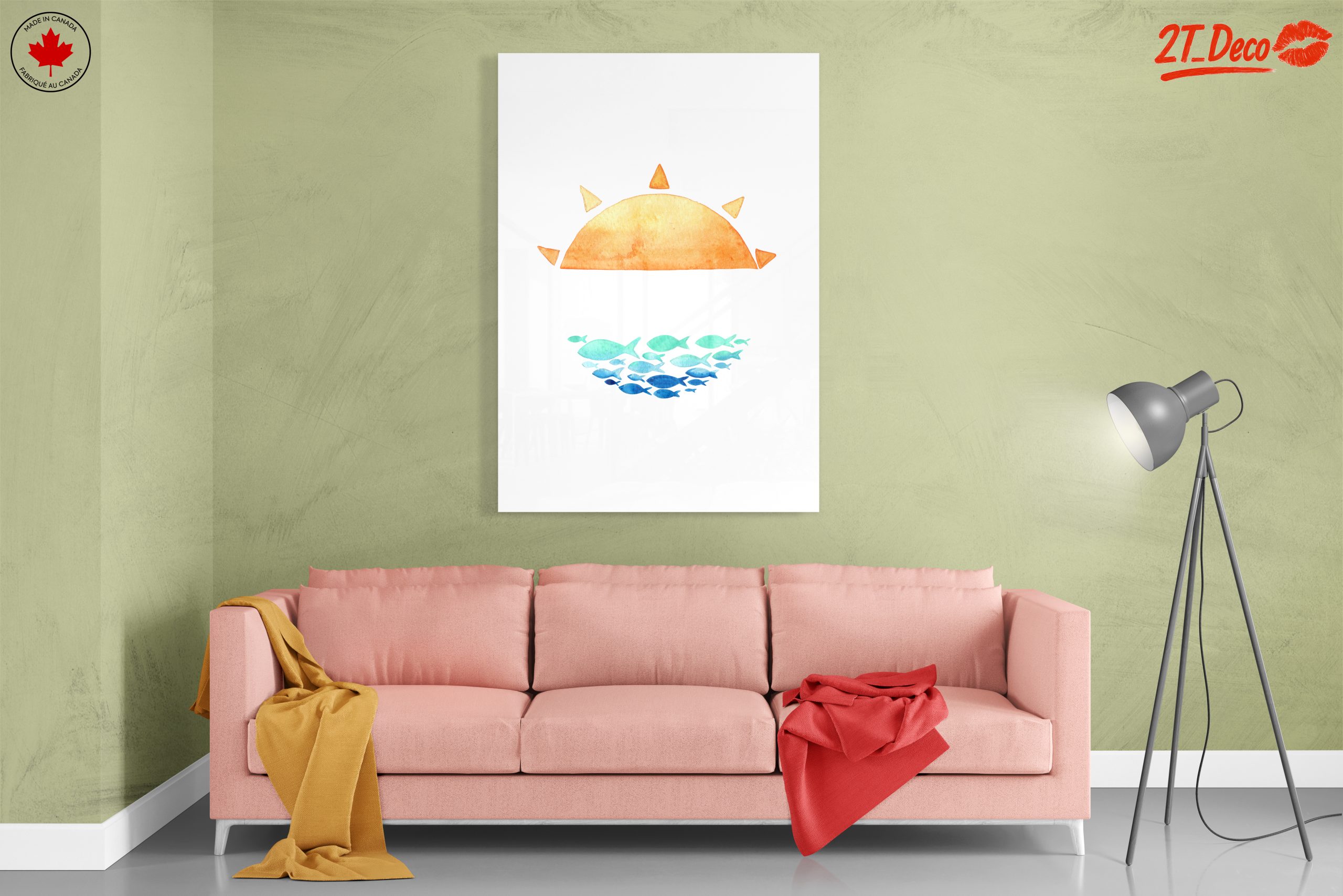 Watercolor Sun and Fish Artwork - Image 7