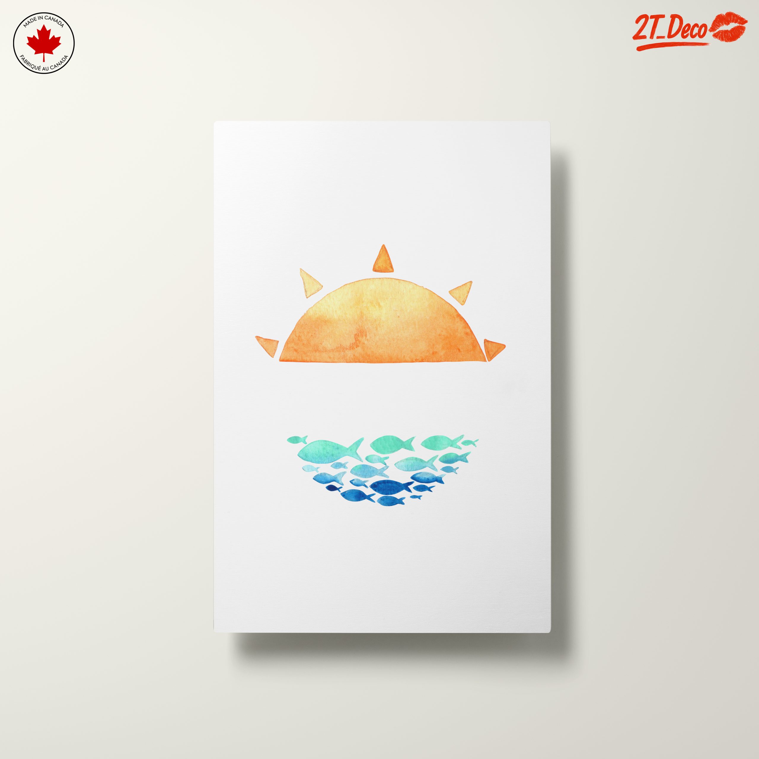 Watercolor Sun and Fish Artwork - Image 10