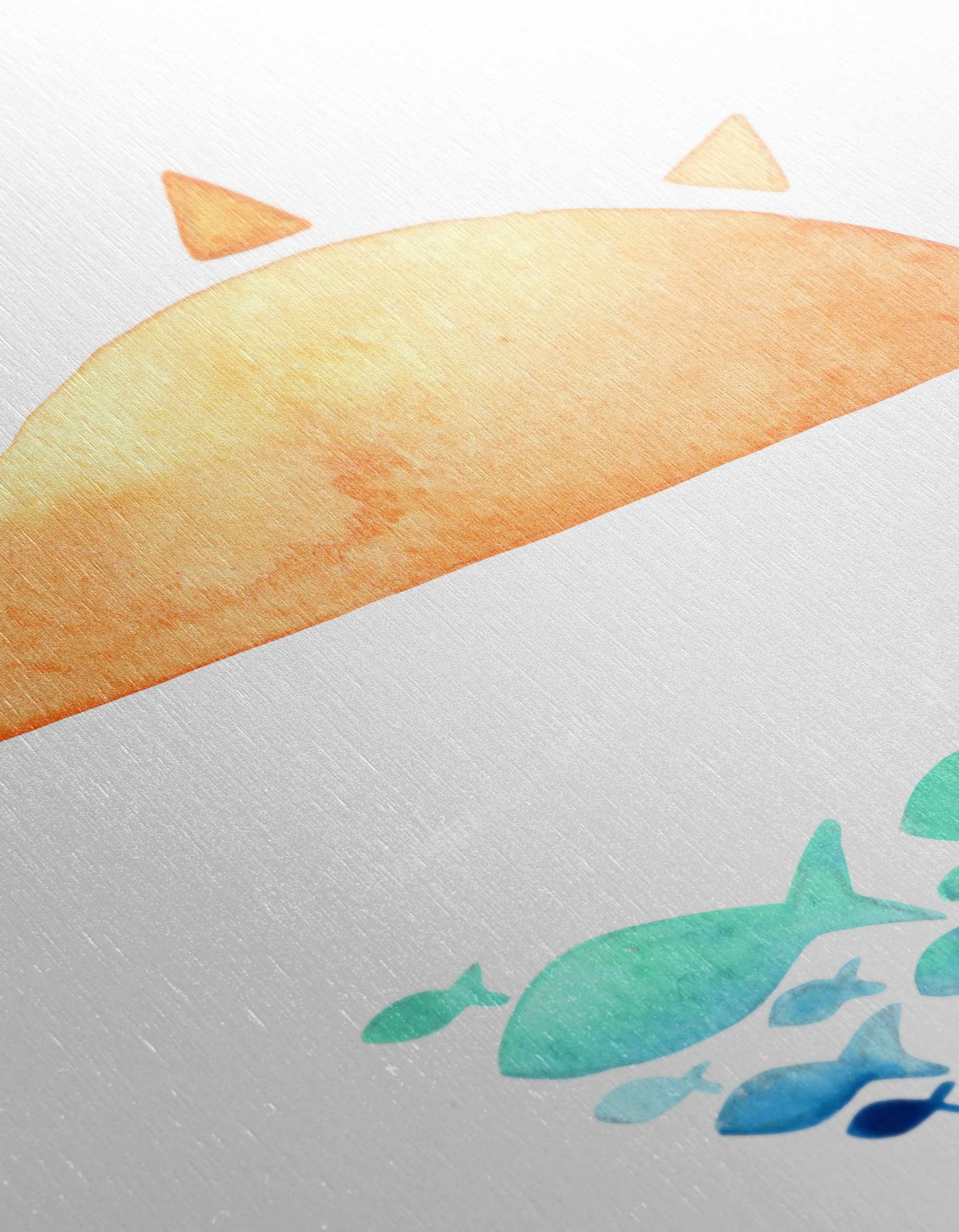 Watercolor Sun and Fish Artwork - Image 12