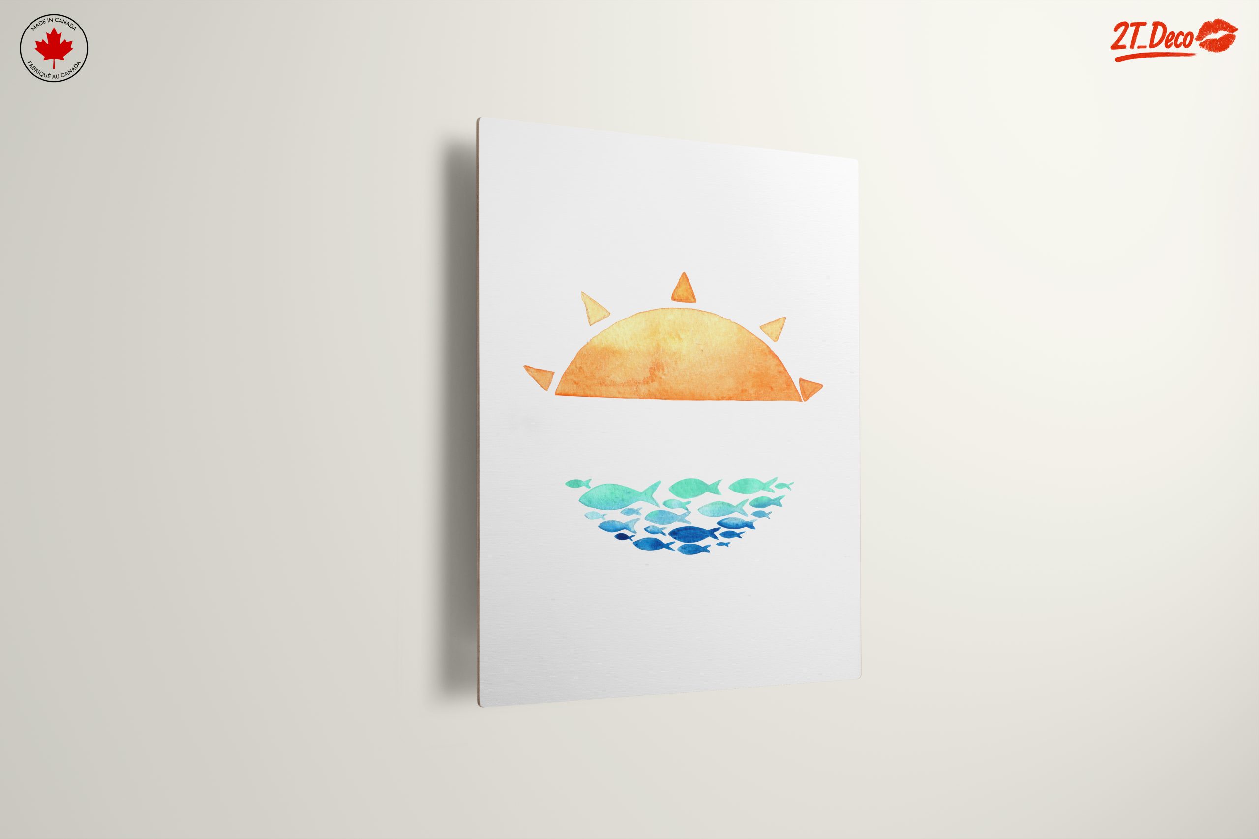 Watercolor Sun and Fish Artwork - Image 13