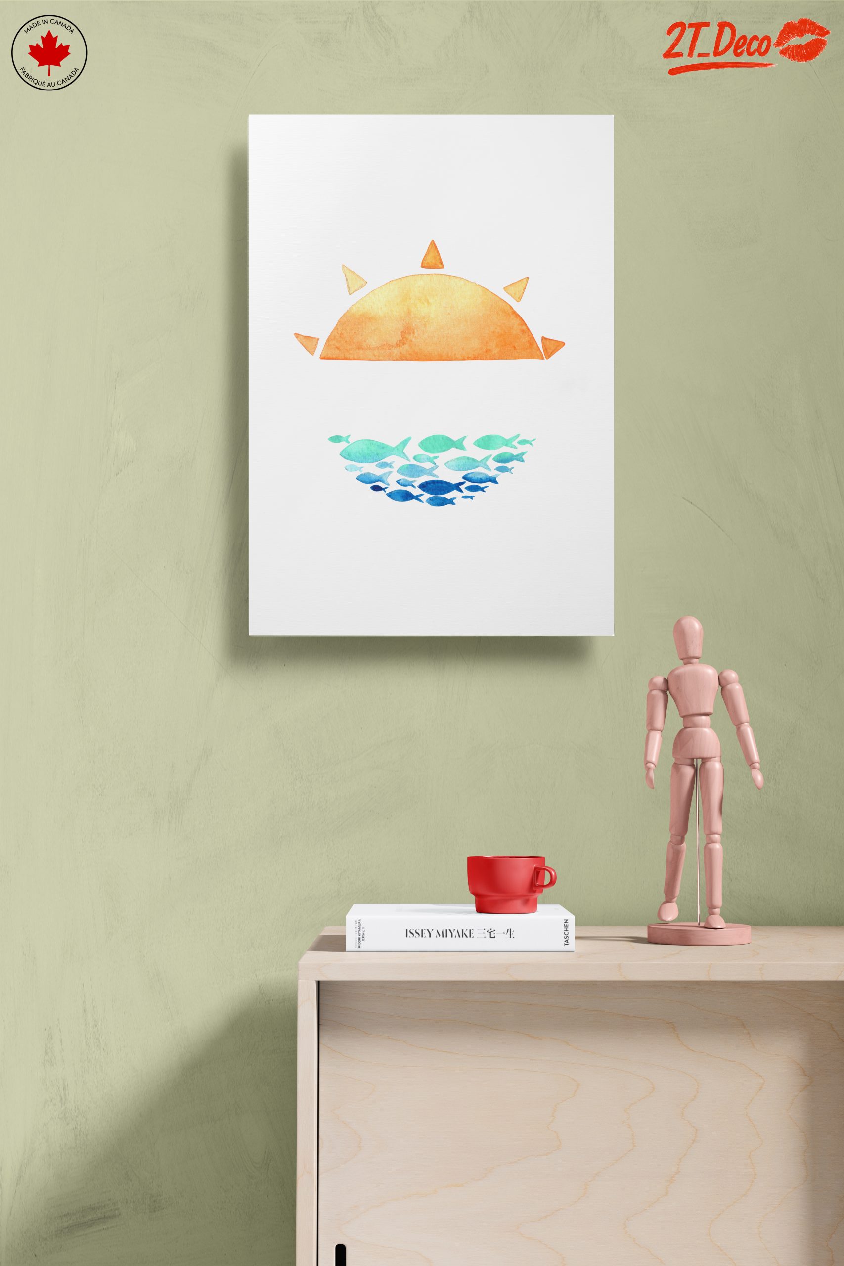 Watercolor Sun and Fish Artwork - Image 14