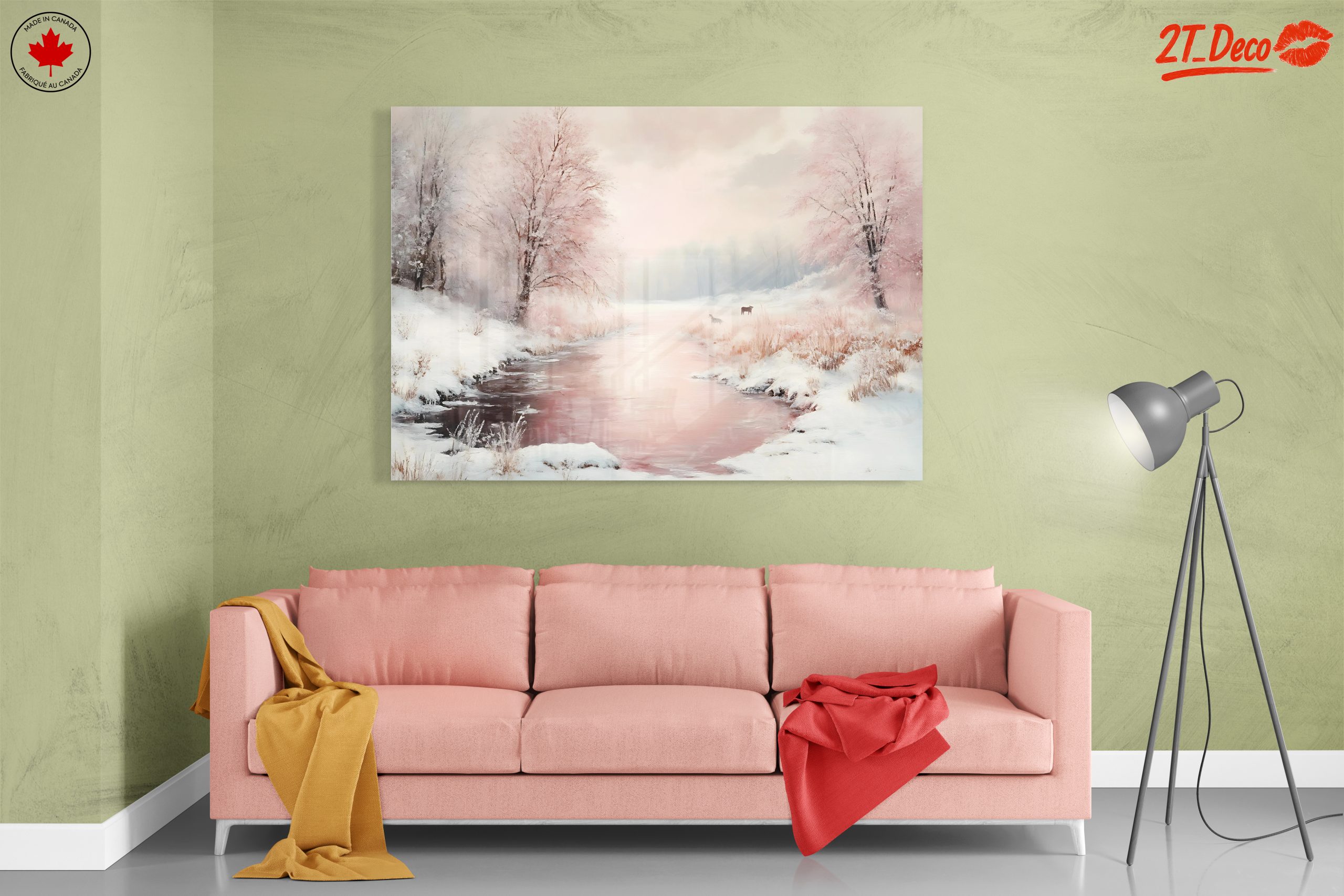 Serene Winter Landscape with Flowers - Image 7