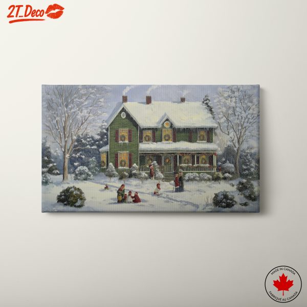 Charming Christmas Scene with Snow and Family