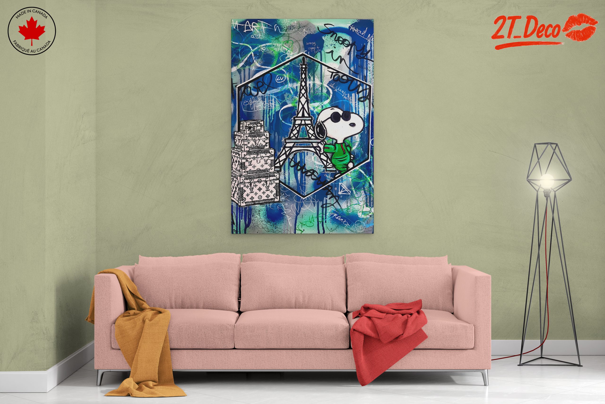 Snoopy Urban Art Featuring Eiffel Tower - Image 2