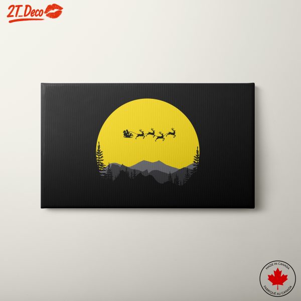 Santa's Sleigh Against a Yellow Moon