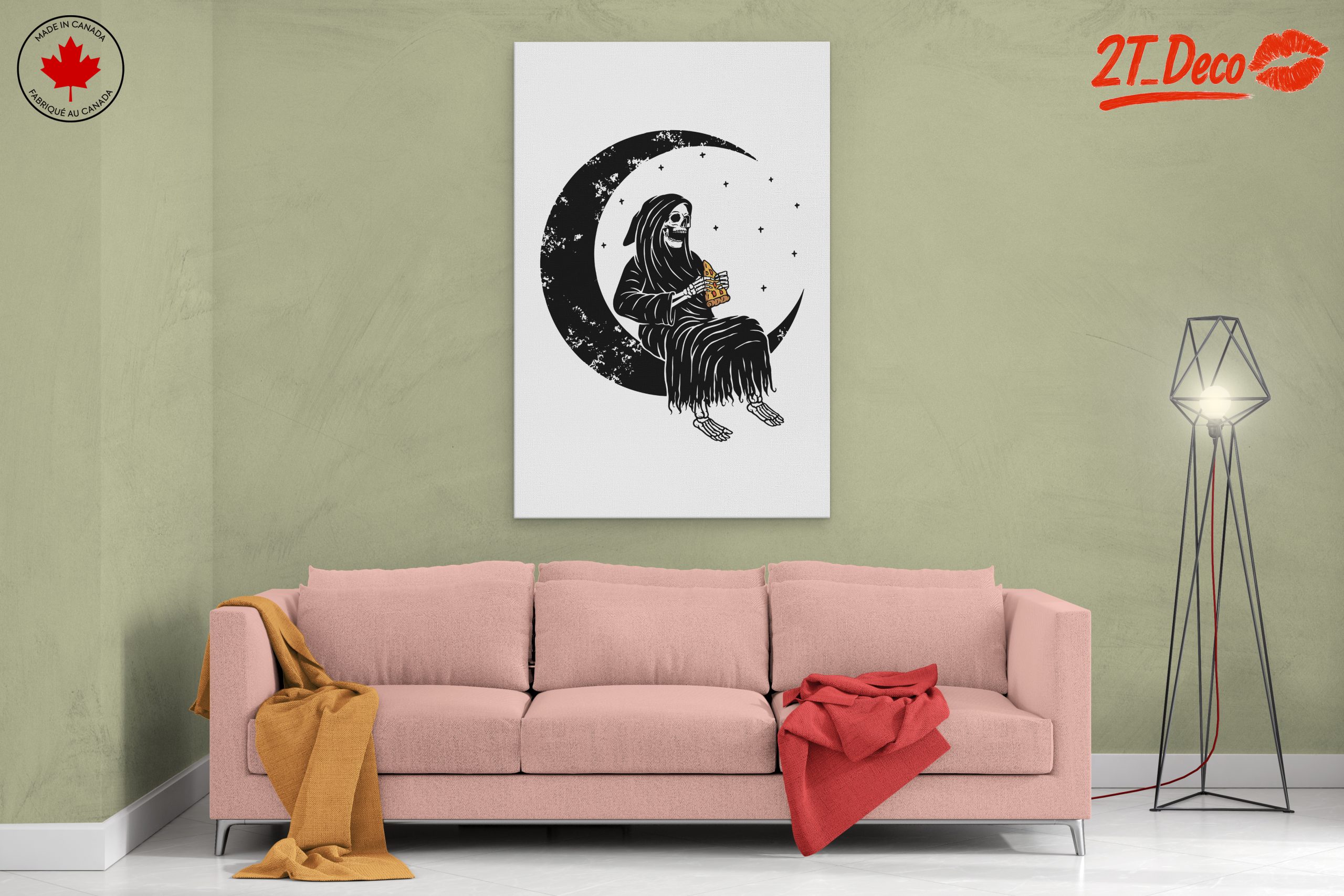 Gothic Skeleton Eating Pizza Under the Moon - Image 2