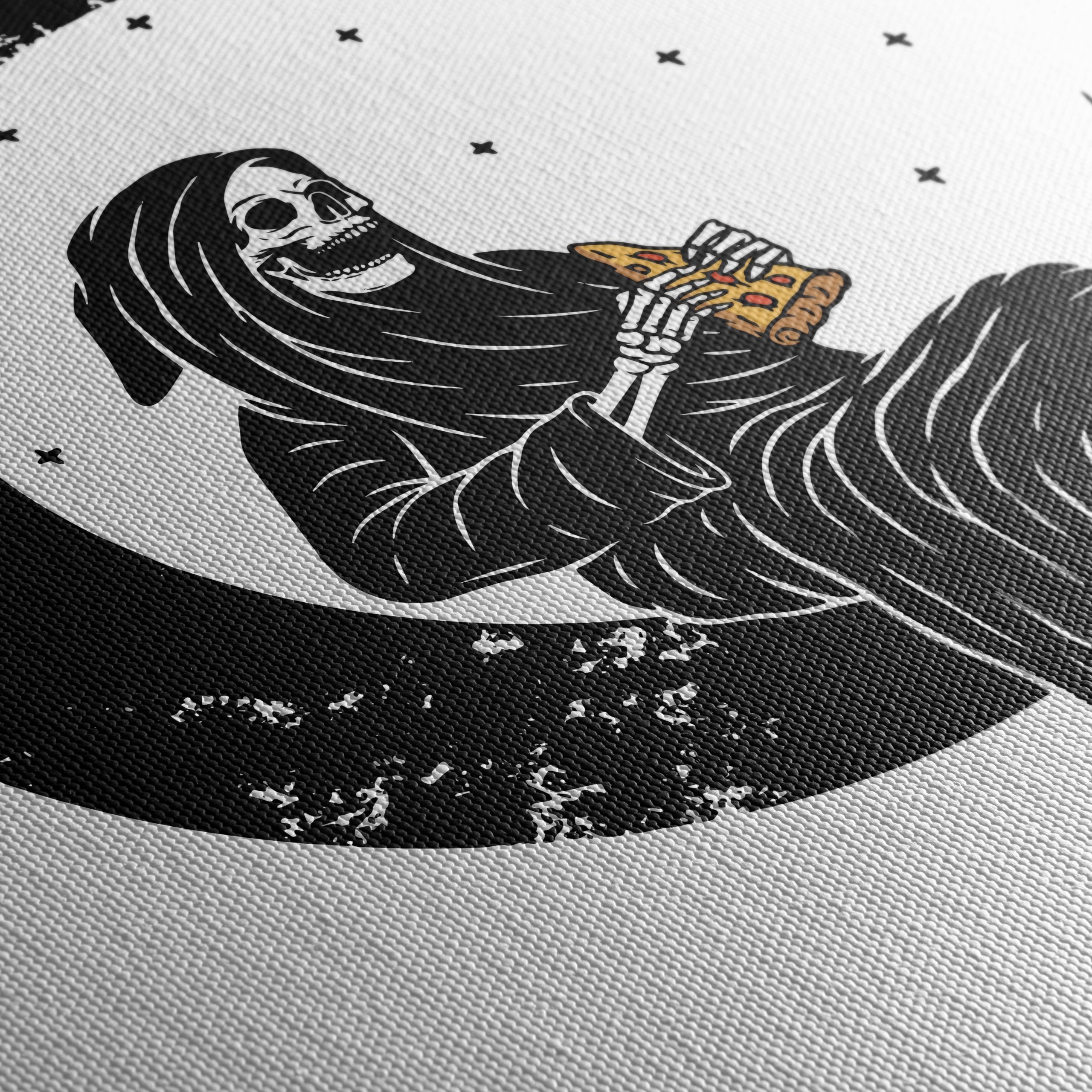 Gothic Skeleton Eating Pizza Under the Moon - Image 5