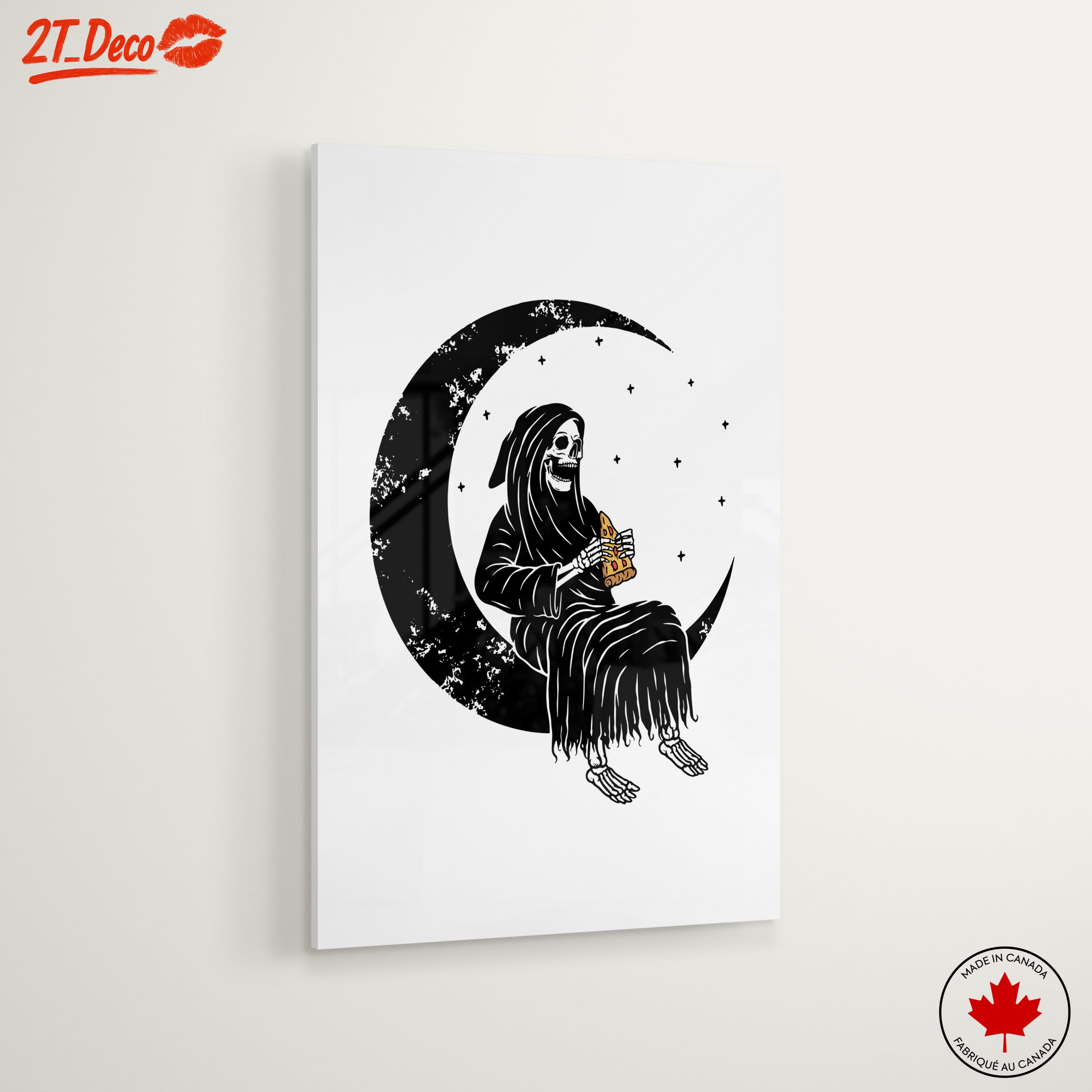 Gothic Skeleton Eating Pizza Under the Moon - Image 6