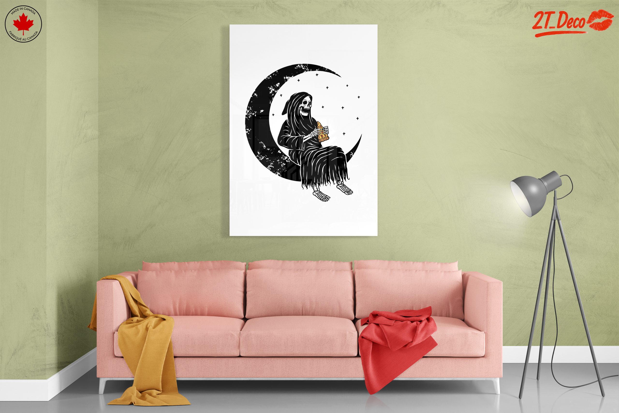 Gothic Skeleton Eating Pizza Under the Moon - Image 7