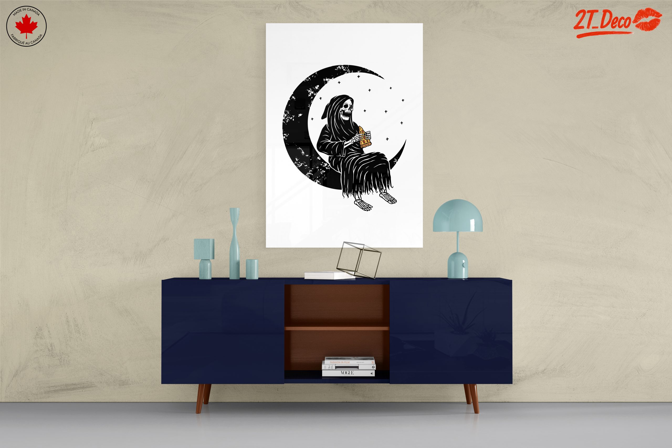 Gothic Skeleton Eating Pizza Under the Moon - Image 8