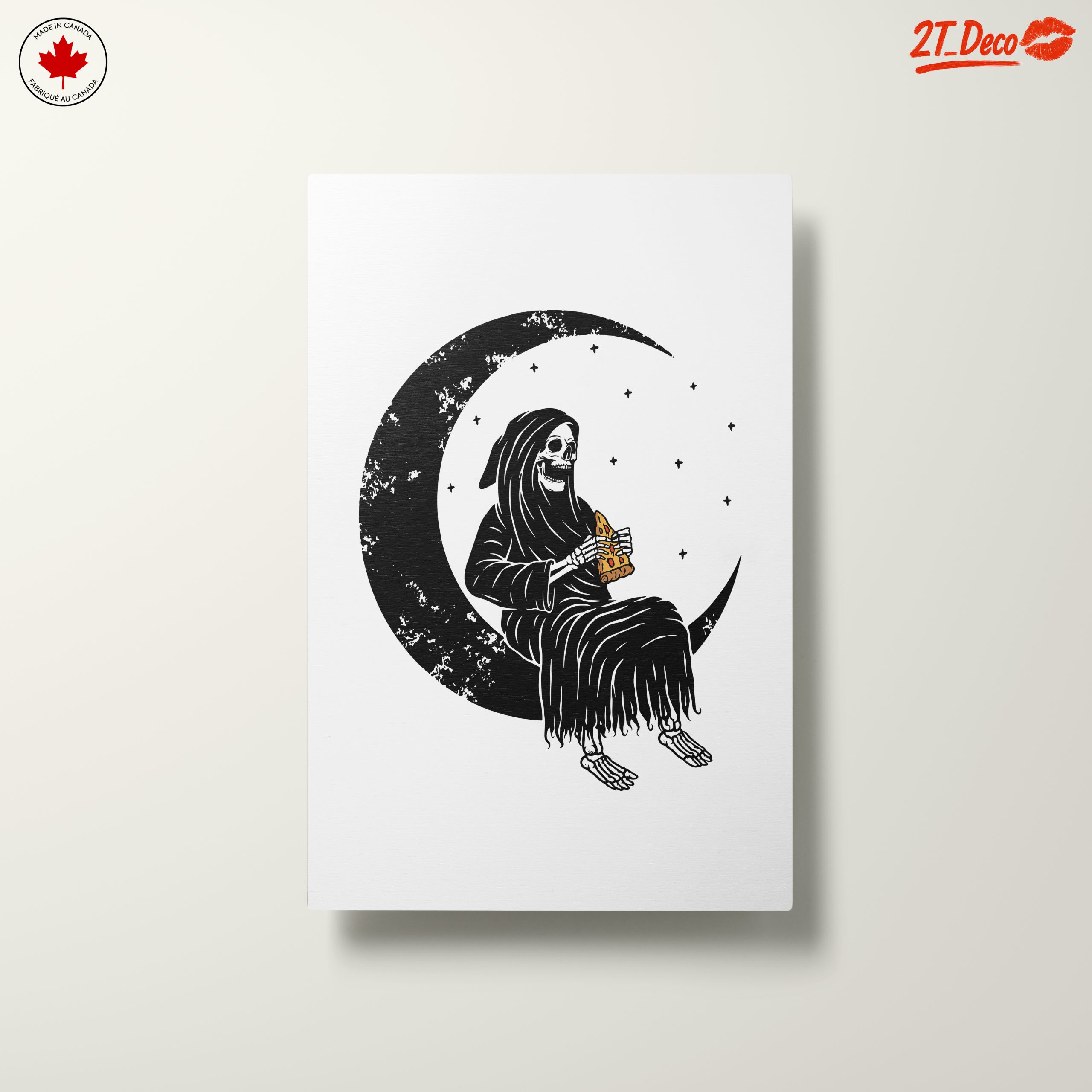 Gothic Skeleton Eating Pizza Under the Moon - Image 10