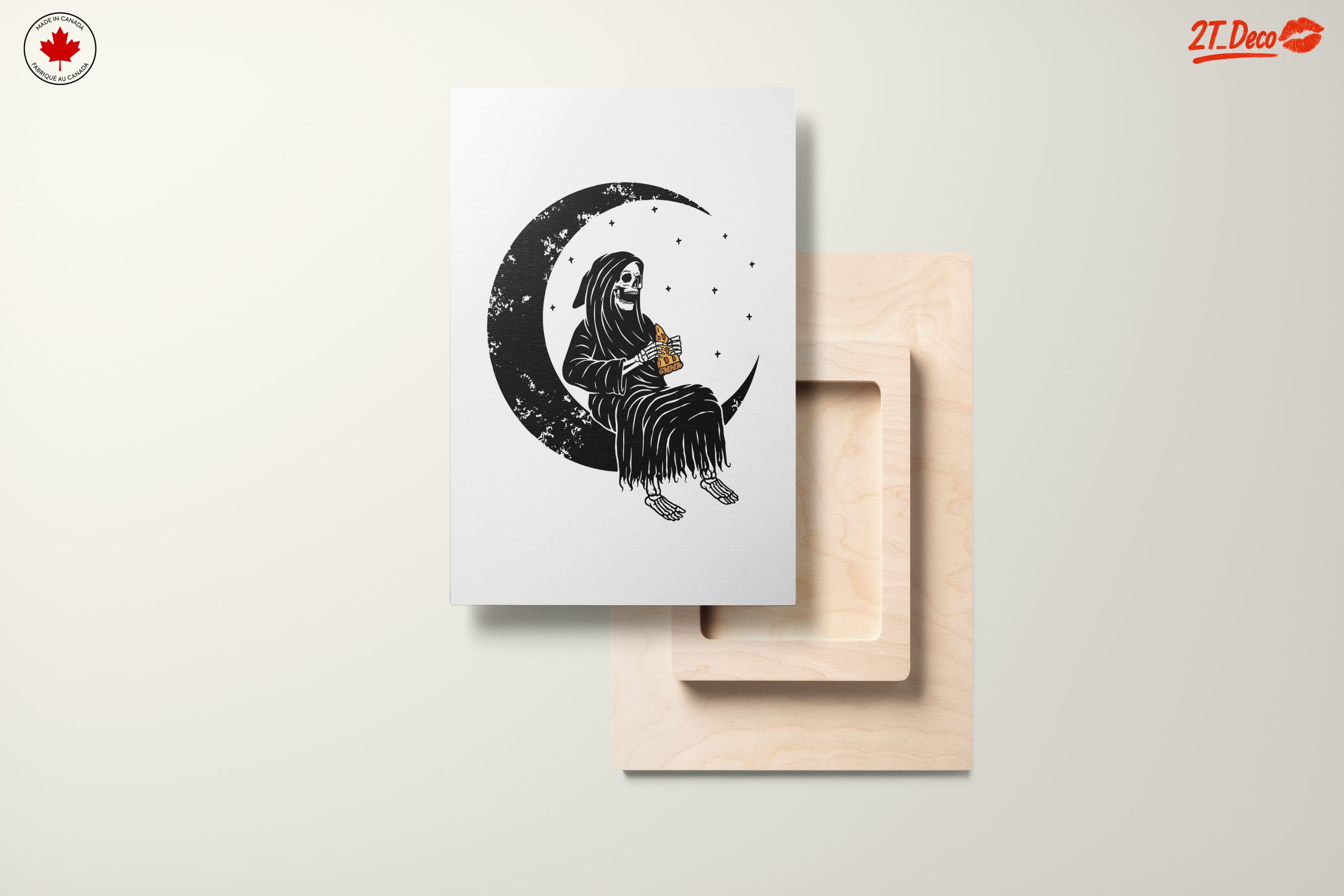 Gothic Skeleton Eating Pizza Under the Moon - Image 11