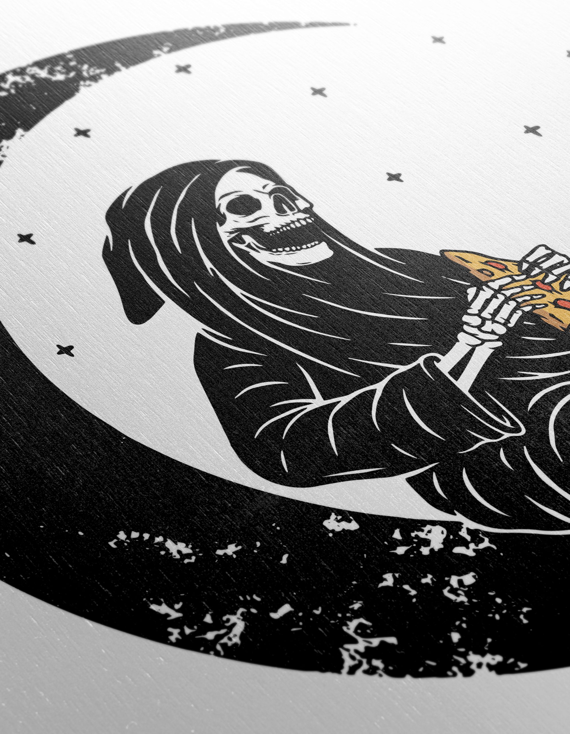 Gothic Skeleton Eating Pizza Under the Moon - Image 12
