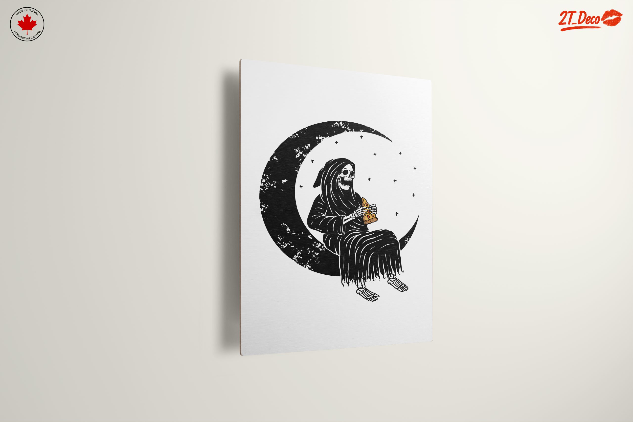 Gothic Skeleton Eating Pizza Under the Moon - Image 13