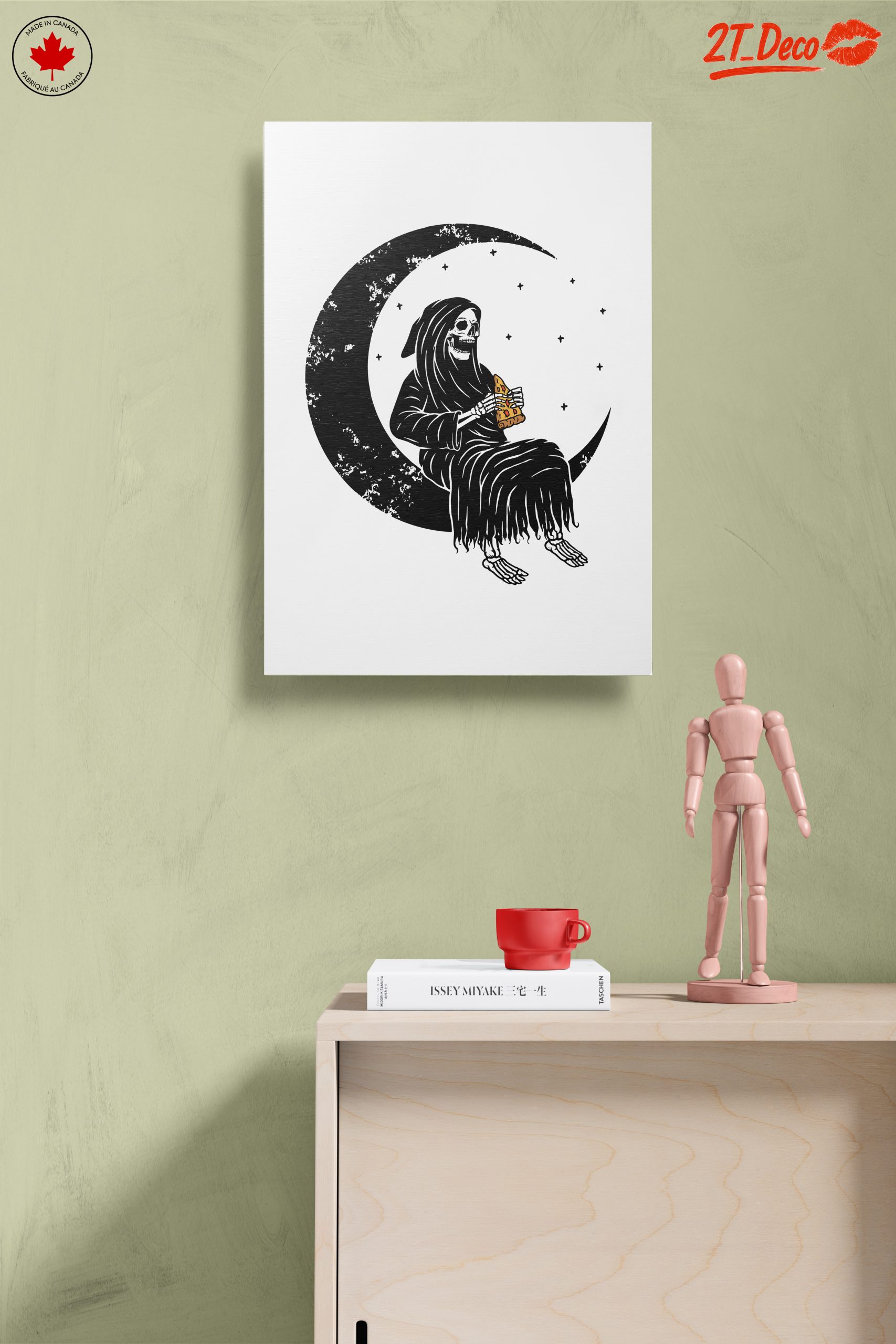 Gothic Skeleton Eating Pizza Under the Moon - Image 14
