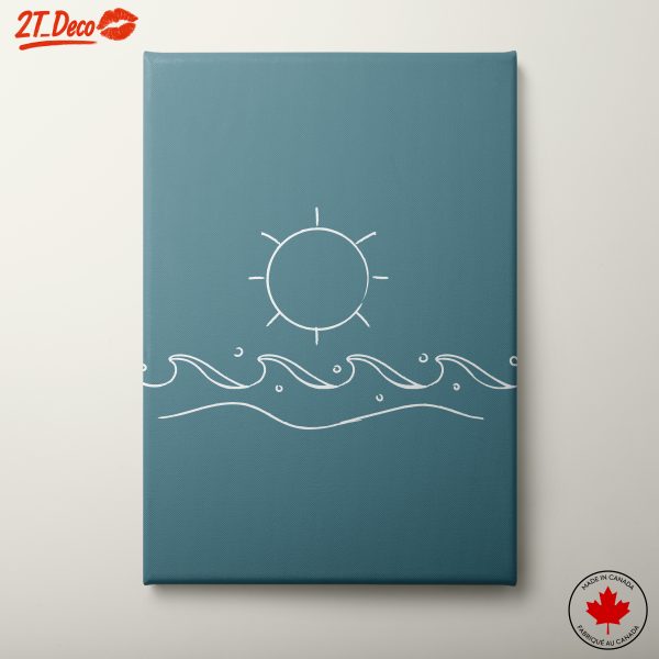 Minimalist Ocean Design with Waves and Sun
