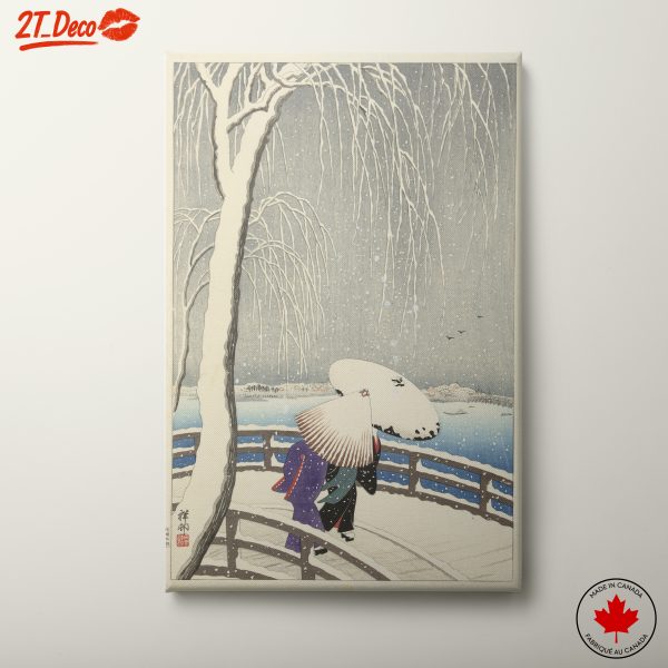 Snowy Japanese Landscape with Couple