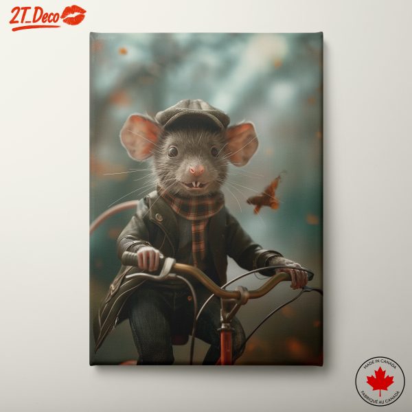 Charming Anthropomorphic Mouse Riding a Bike