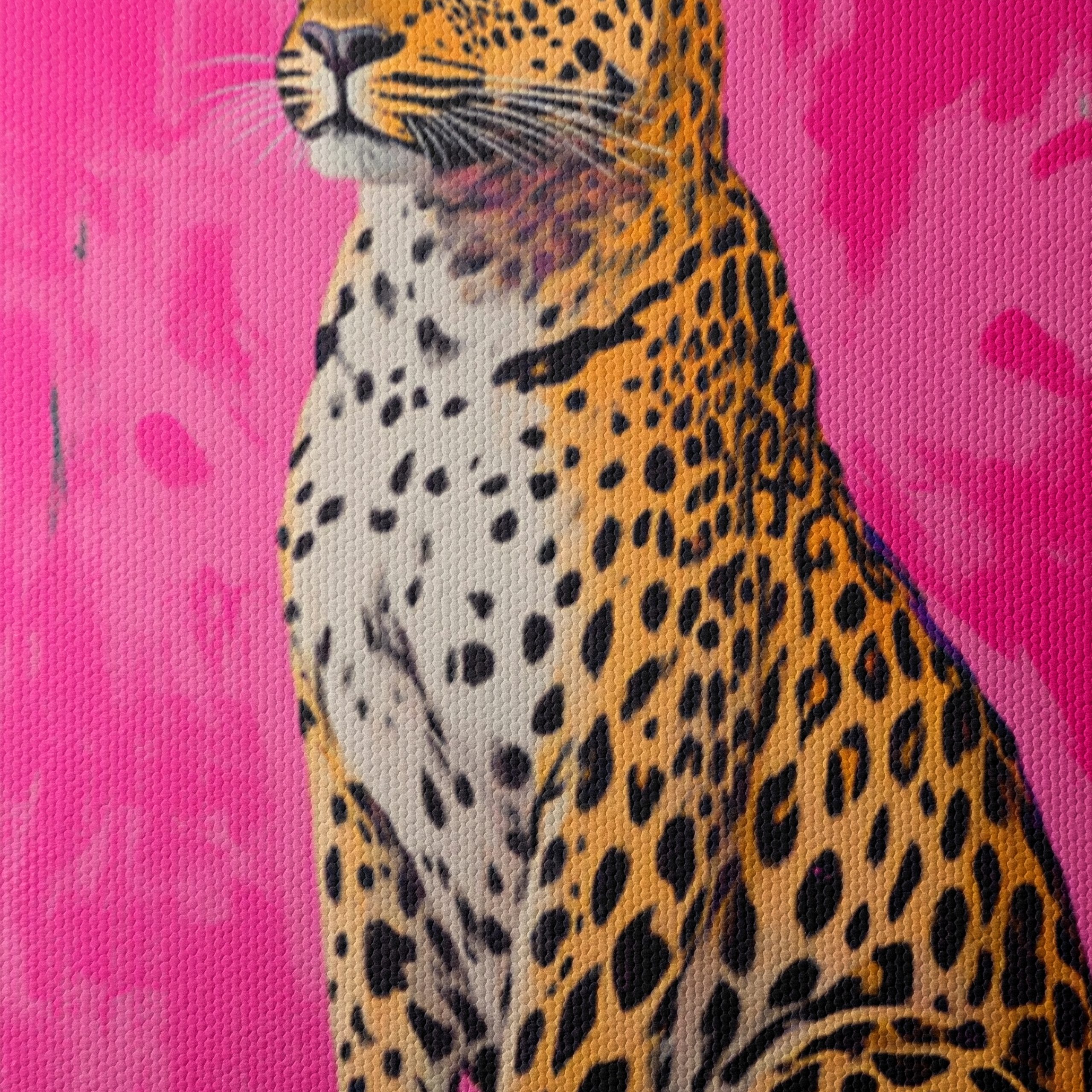 Stylized Leopard Artwork on Pink Background - Image 4