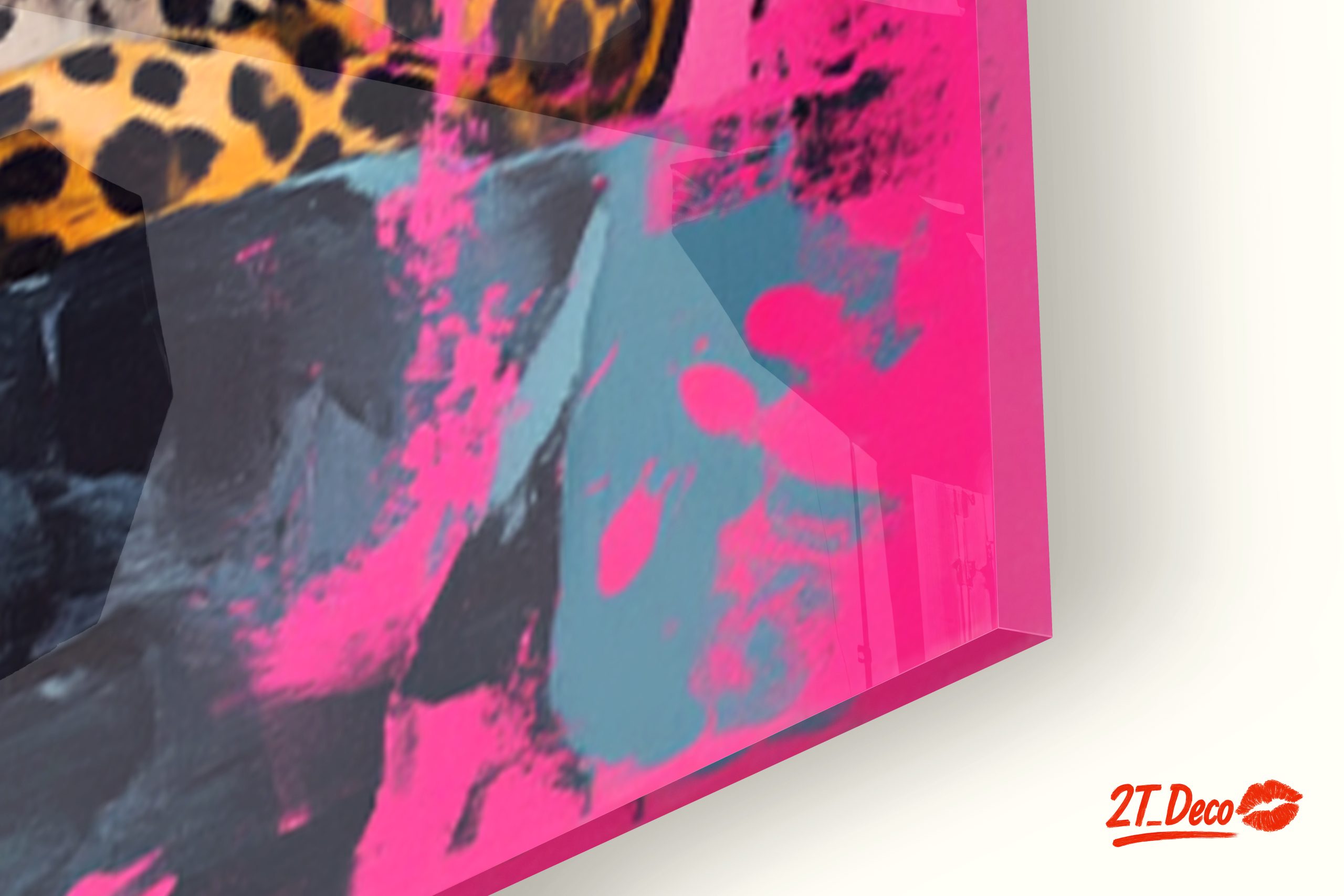 Stylized Leopard Artwork on Pink Background - Image 9