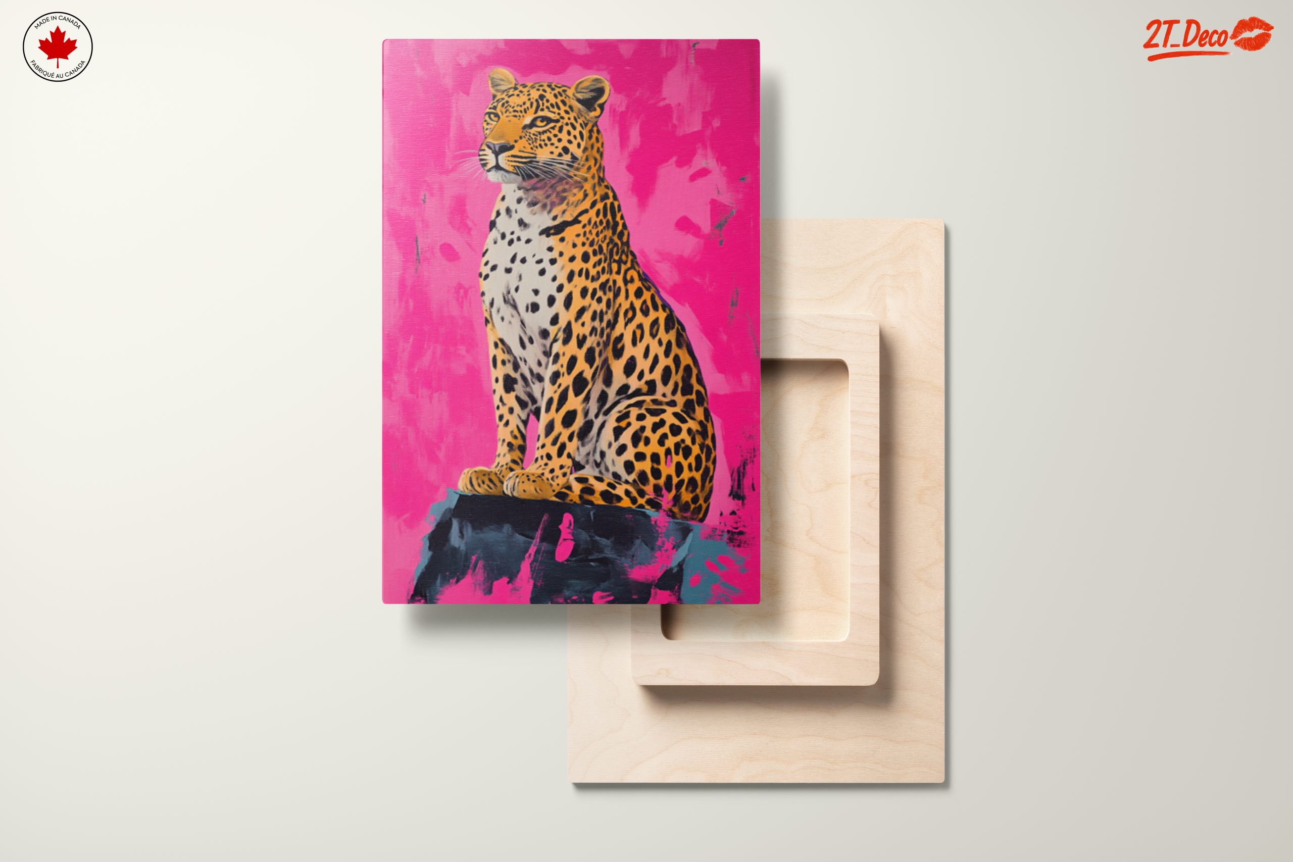 Stylized Leopard Artwork on Pink Background - Image 11