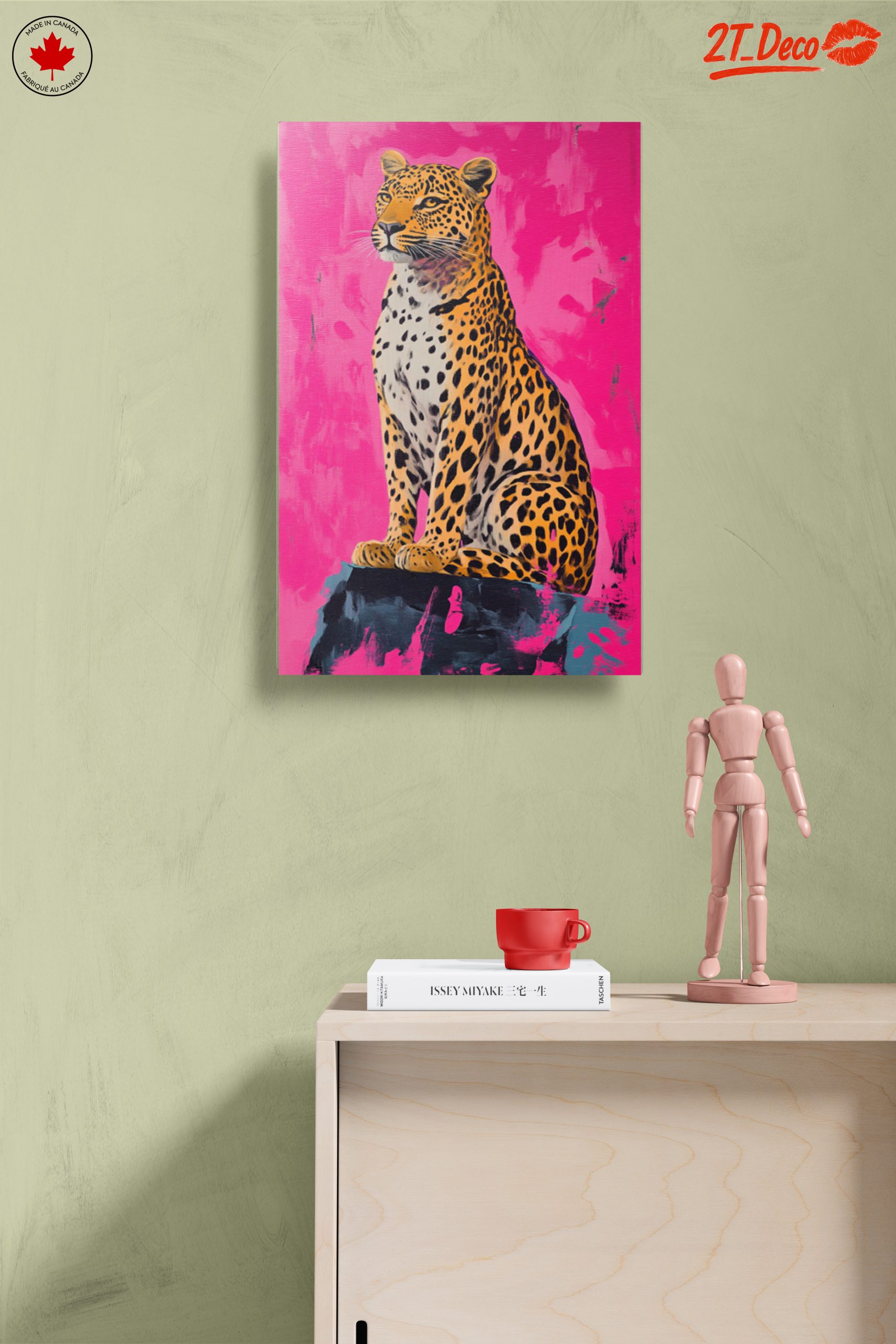 Stylized Leopard Artwork on Pink Background - Image 14