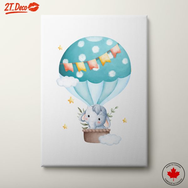 Whimsical Elephant in Hot Air Balloon