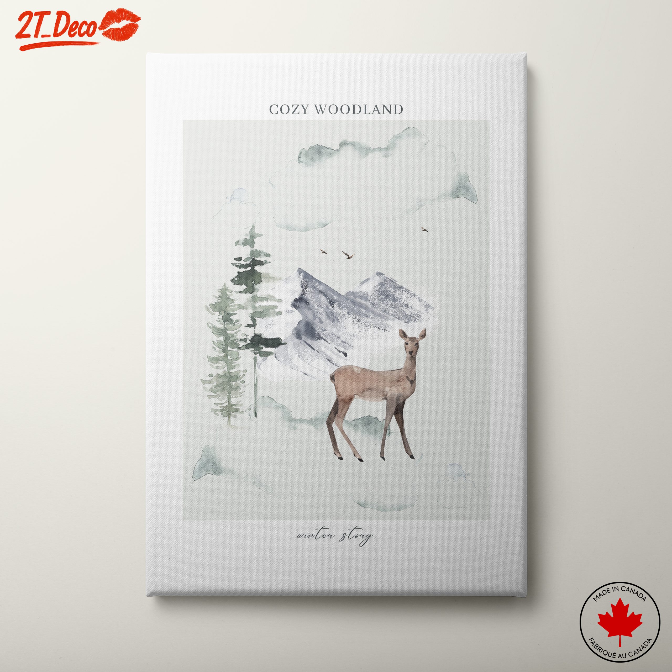 Cozy Woodland Scene with Deer