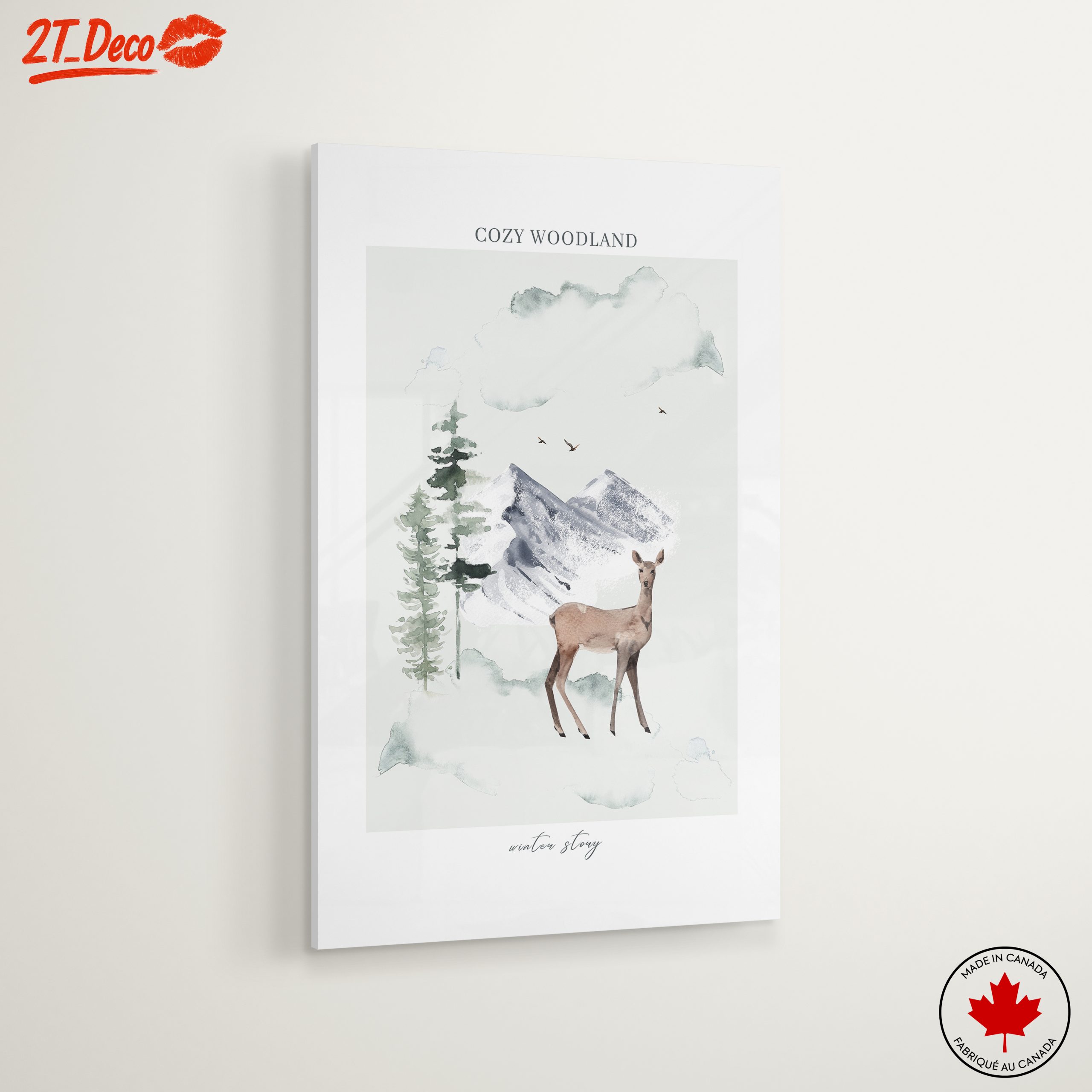 Cozy Woodland Scene with Deer - Image 6