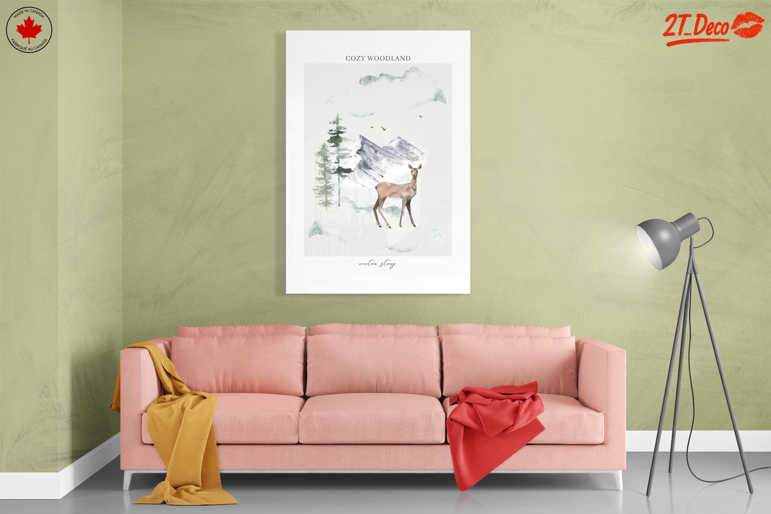 Cozy Woodland Scene with Deer - Image 7