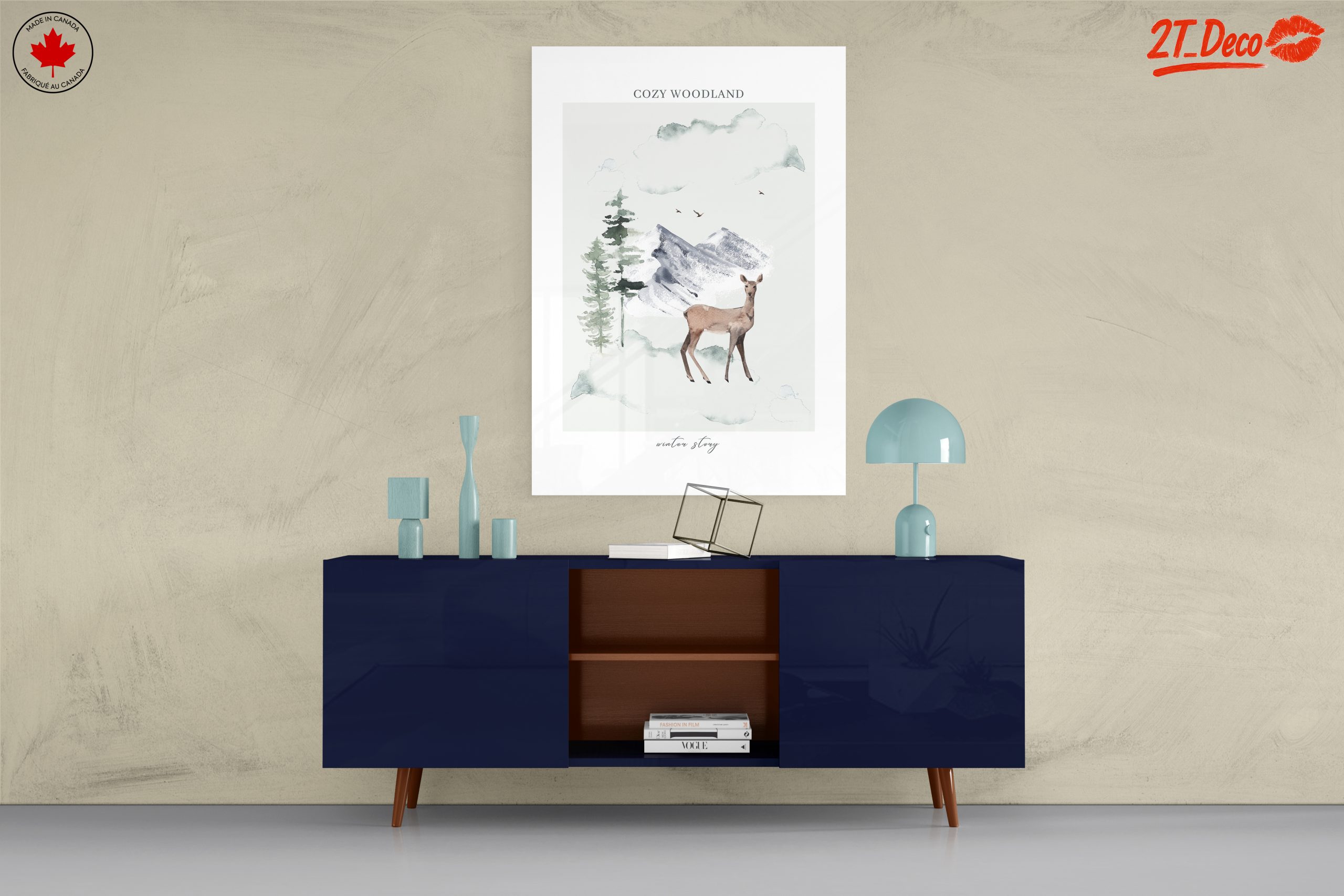 Cozy Woodland Scene with Deer - Image 8